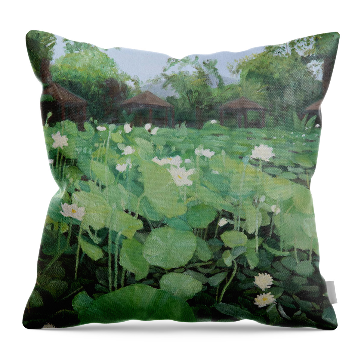 Flower Throw Pillow featuring the painting Waterlily #2 by Masami IIDA