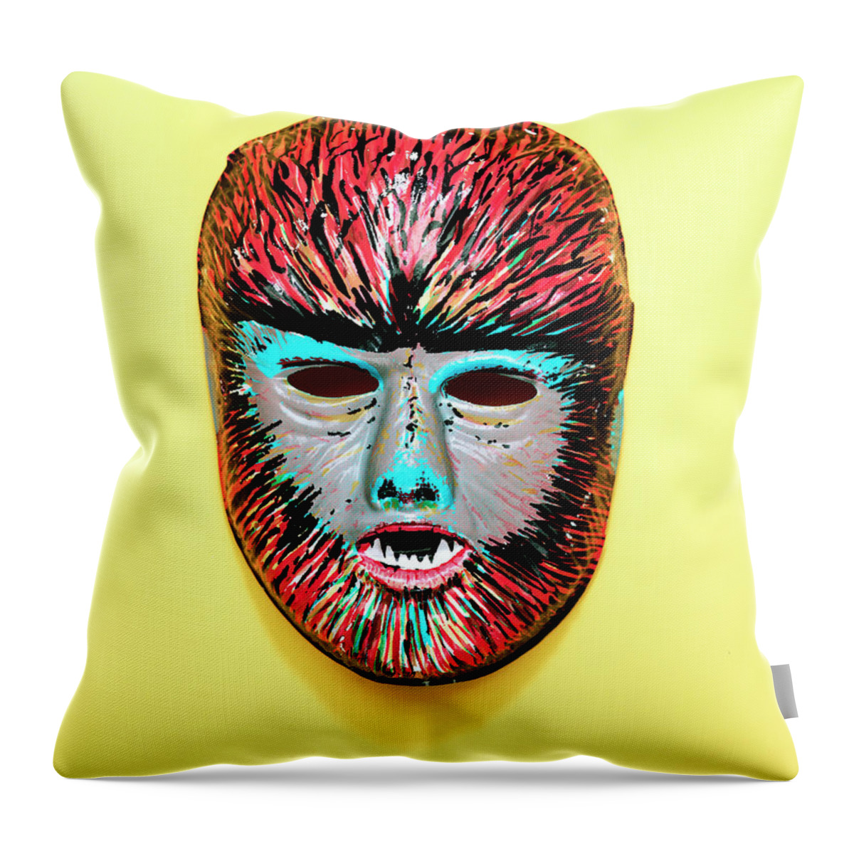 Afraid Throw Pillow featuring the drawing Werewolf Mask #1 by CSA Images