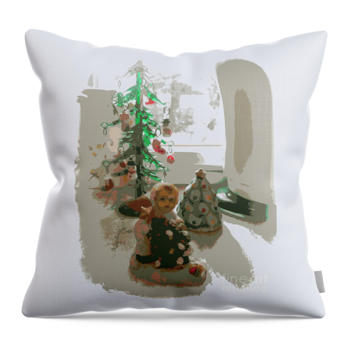 Christmas Card Throw Pillow featuring the photograph Tiny White Christmas by Jodie Marie Anne Richardson Traugott     aka jm-ART
