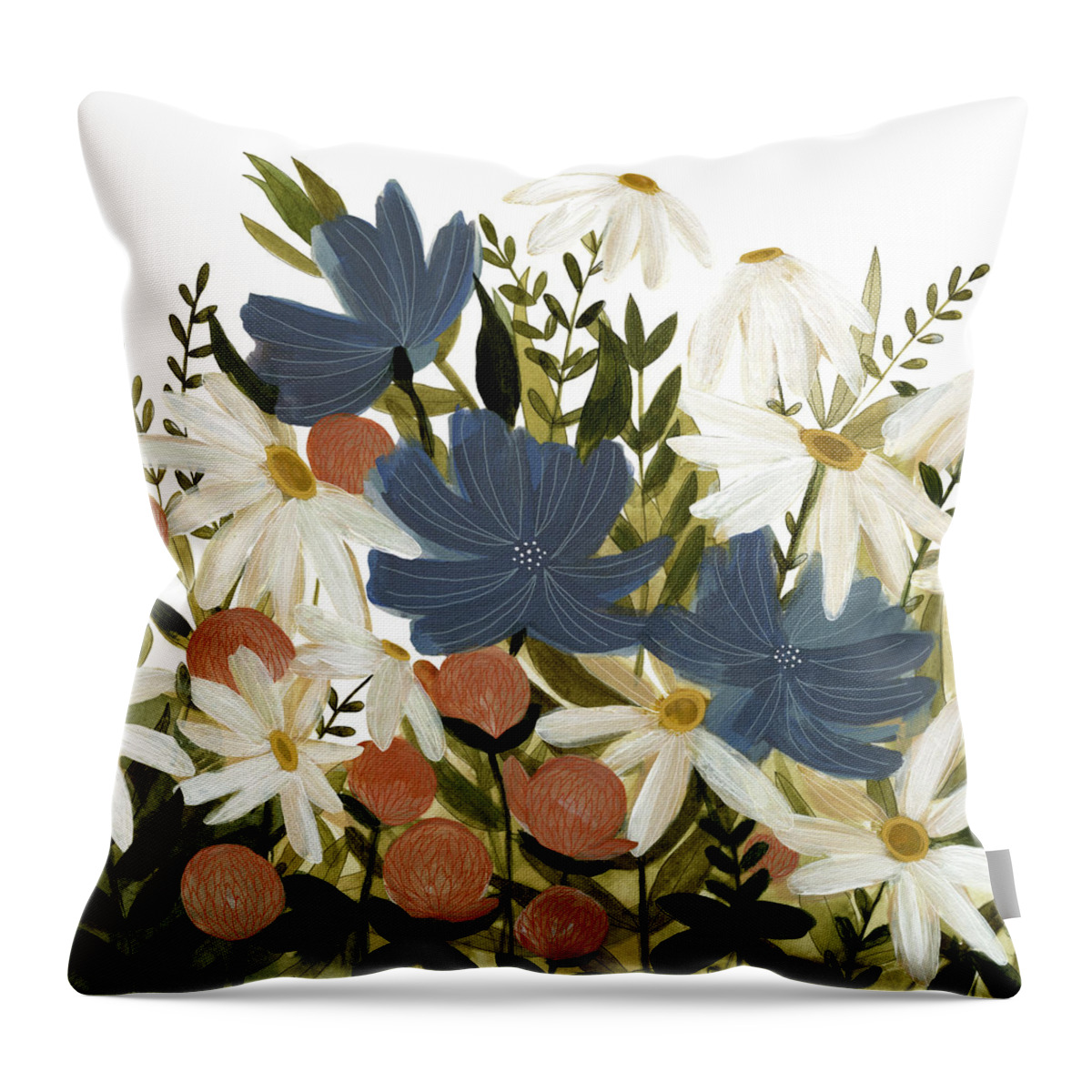 Botanical Throw Pillow featuring the painting Wildflower Garden II #1 by Emma Scarvey