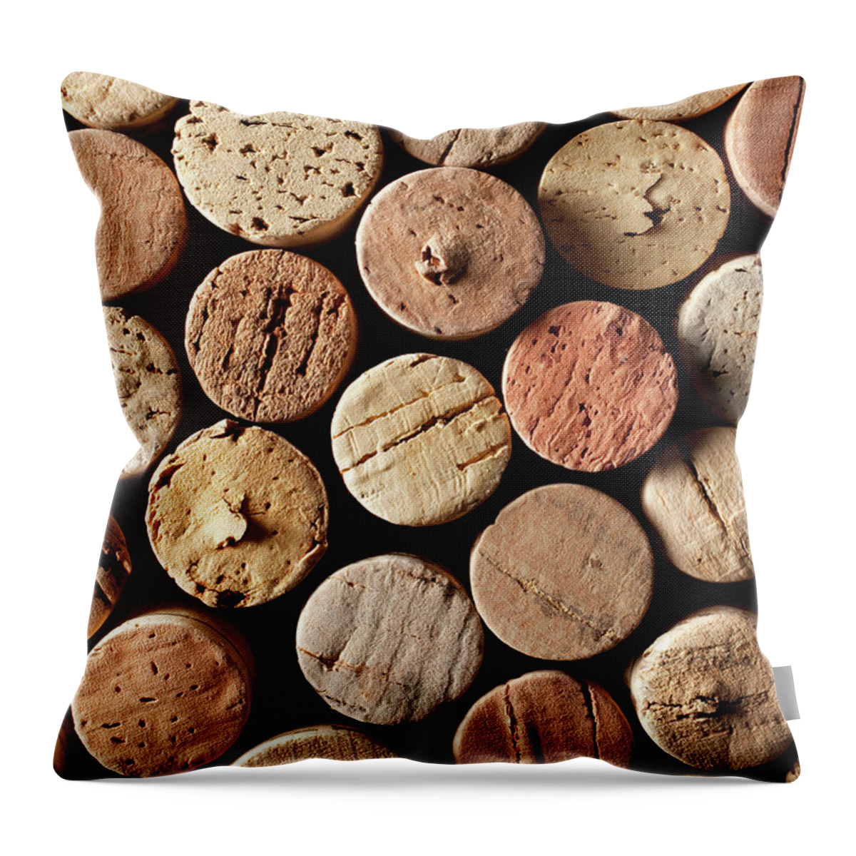Alcohol Throw Pillow featuring the photograph Wine Corks #1 by Malerapaso
