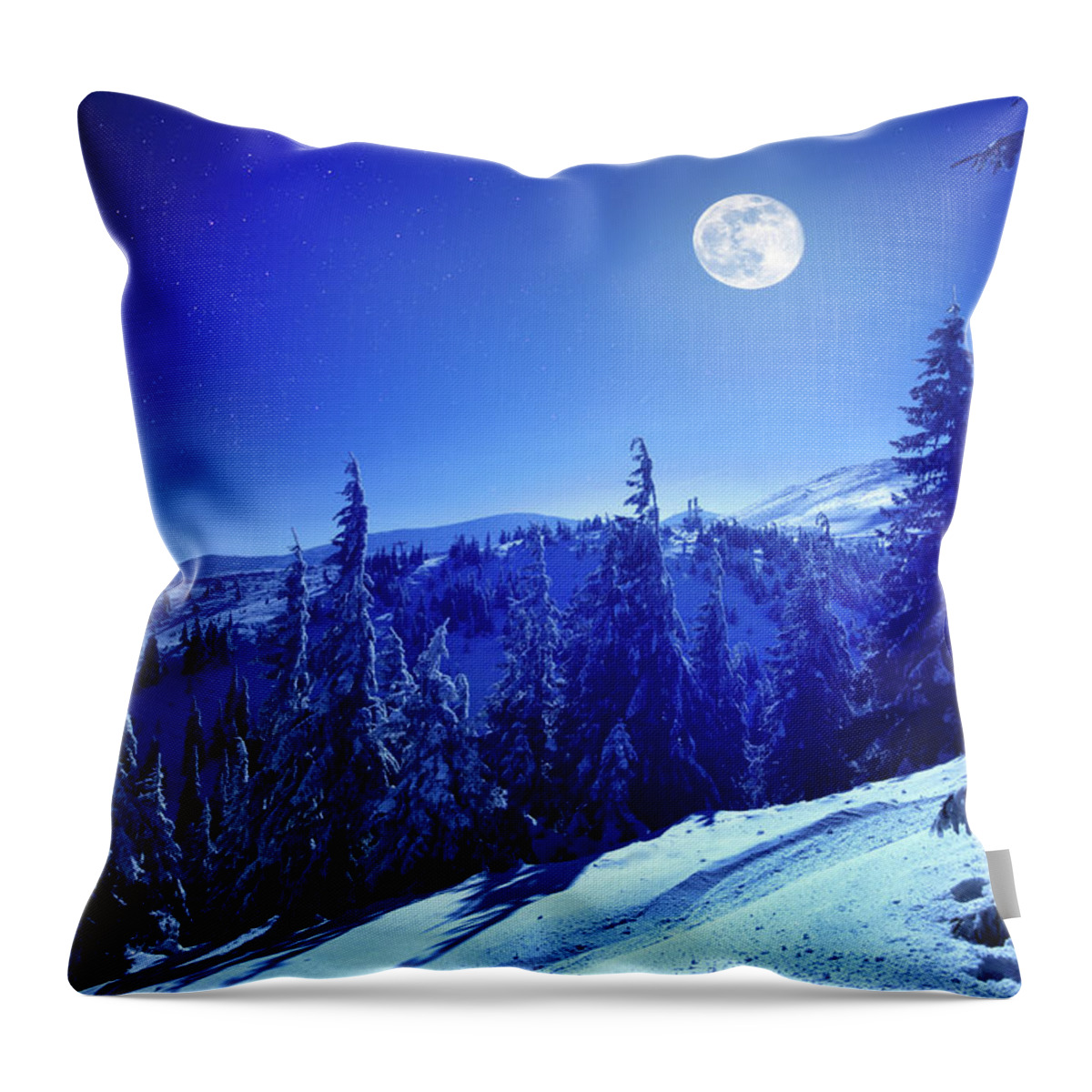 Cool Attitude Throw Pillow featuring the photograph Winter Moon #1 by Yourapechkin