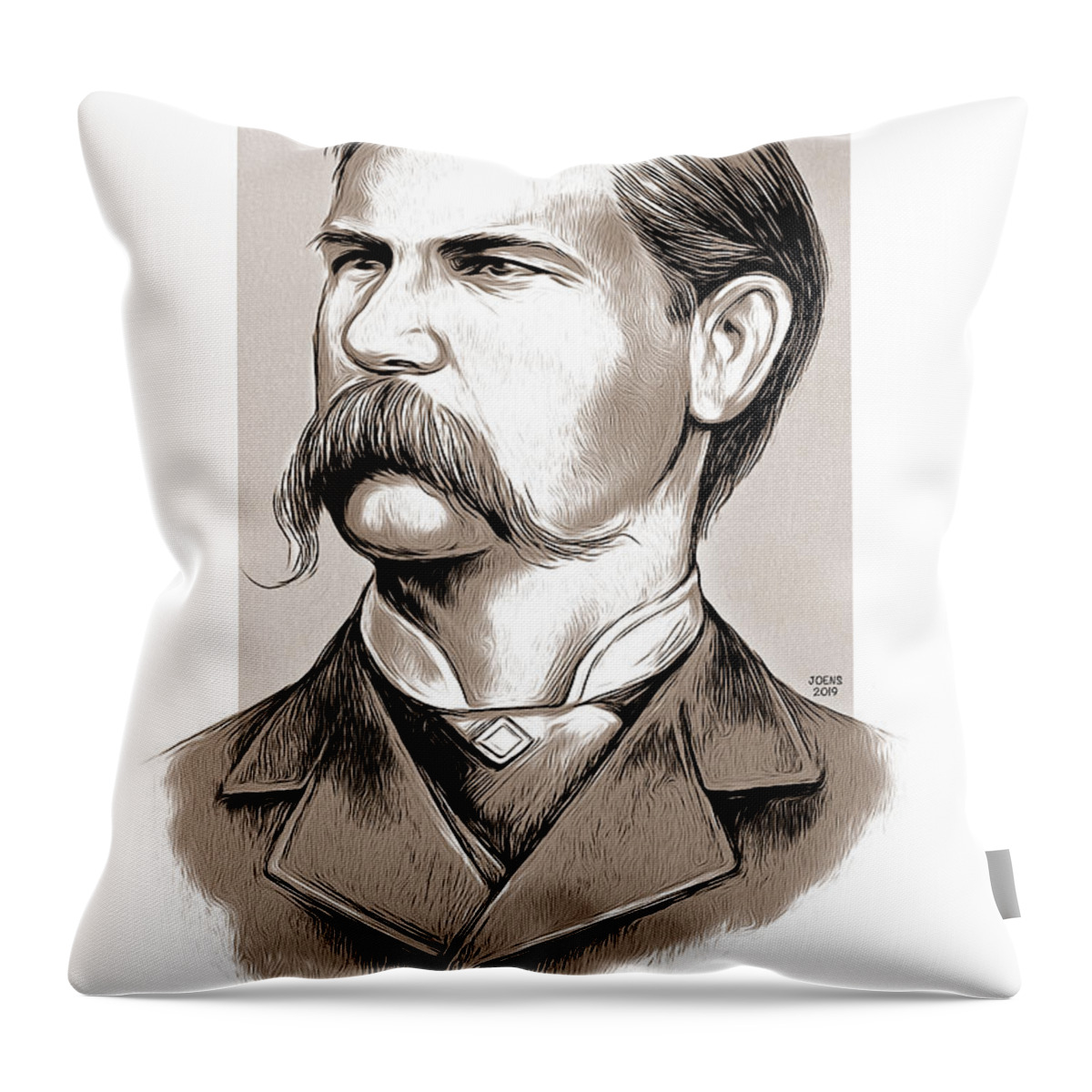 Wyatt Earp Throw Pillow featuring the mixed media Wyatt Earp #1 by Greg Joens