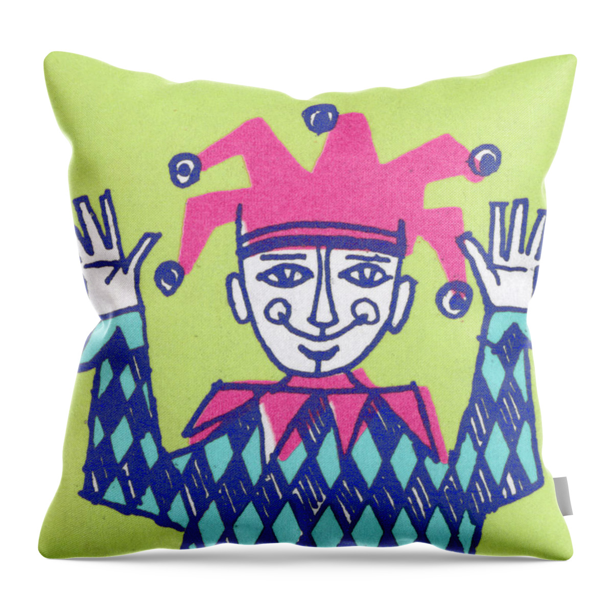 Campy Throw Pillow featuring the drawing Court Jester #10 by CSA Images