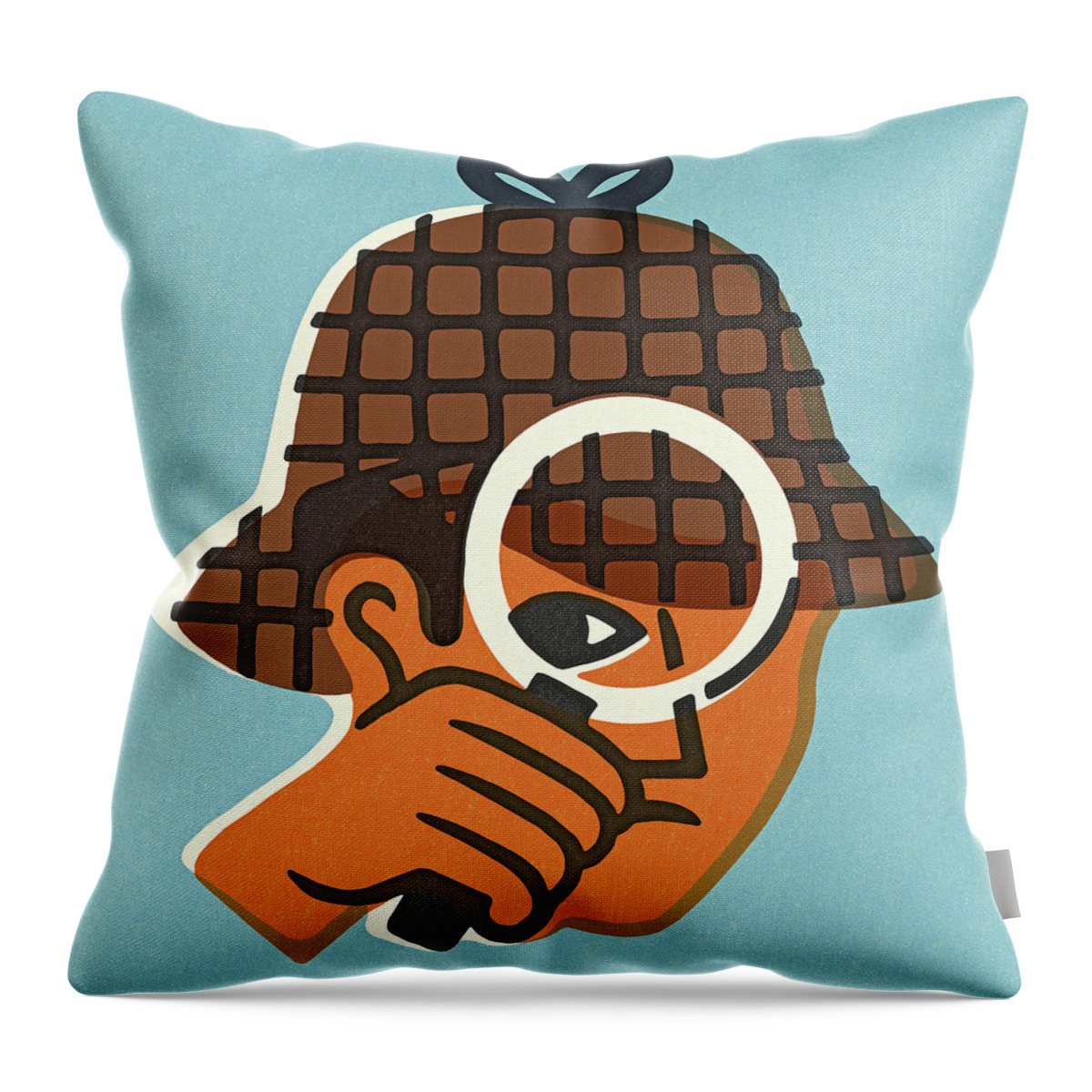 Accessories Throw Pillow featuring the drawing Detective with Magnifying Glass #10 by CSA Images