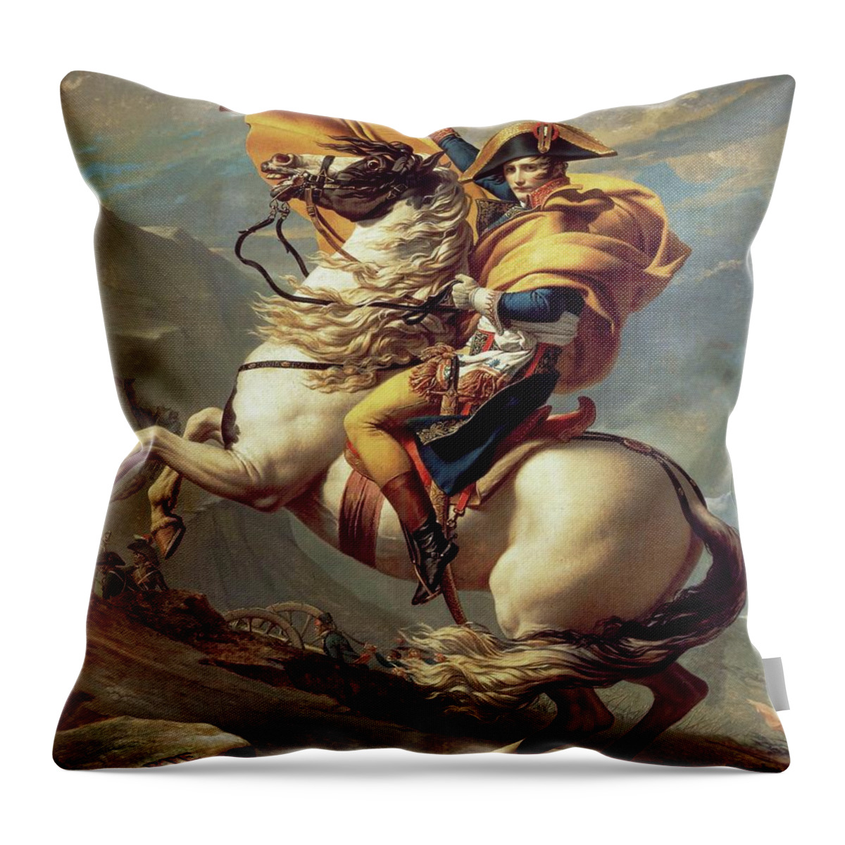Napoleon Throw Pillow featuring the painting Napoleon Crossing The Alps by Jacques Louis David