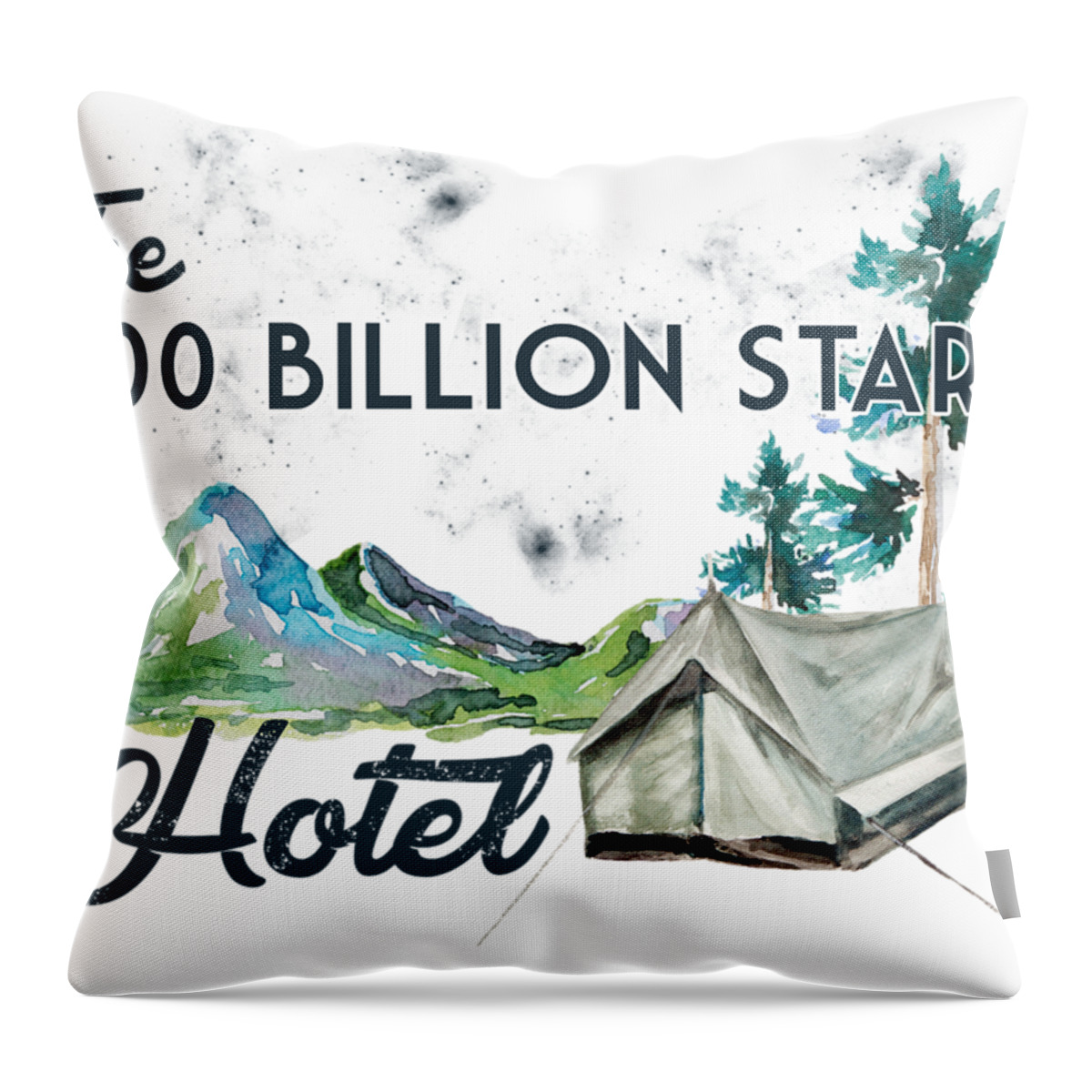 Tent Throw Pillow featuring the digital art 100 Billion Stars Hotel by Heather Applegate