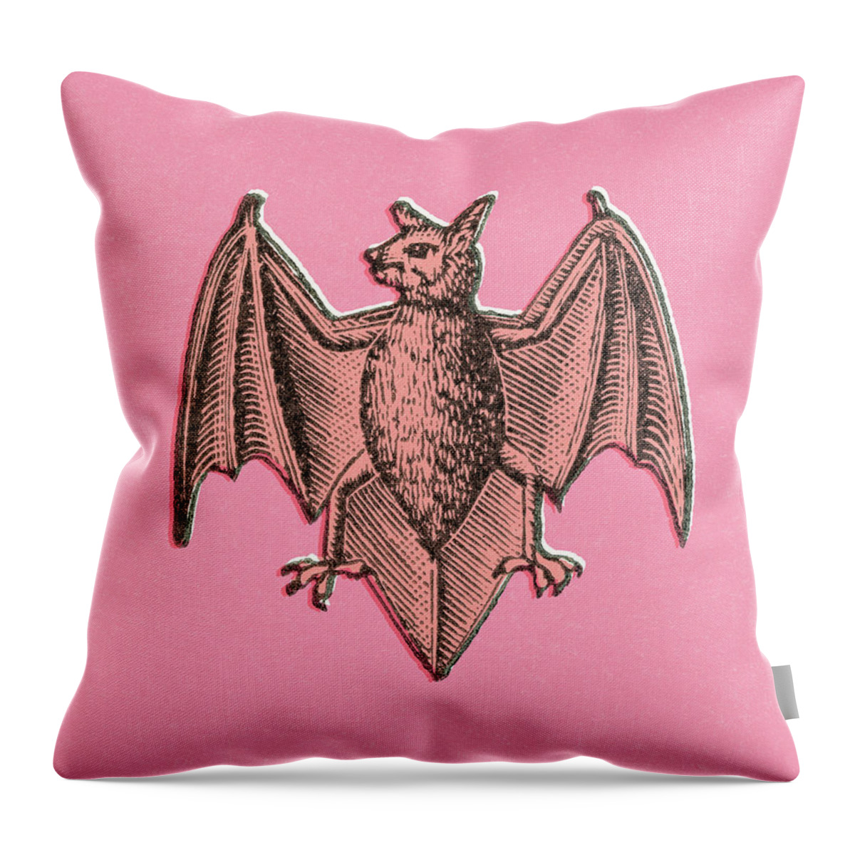Afraid Throw Pillow featuring the drawing Bat #11 by CSA Images