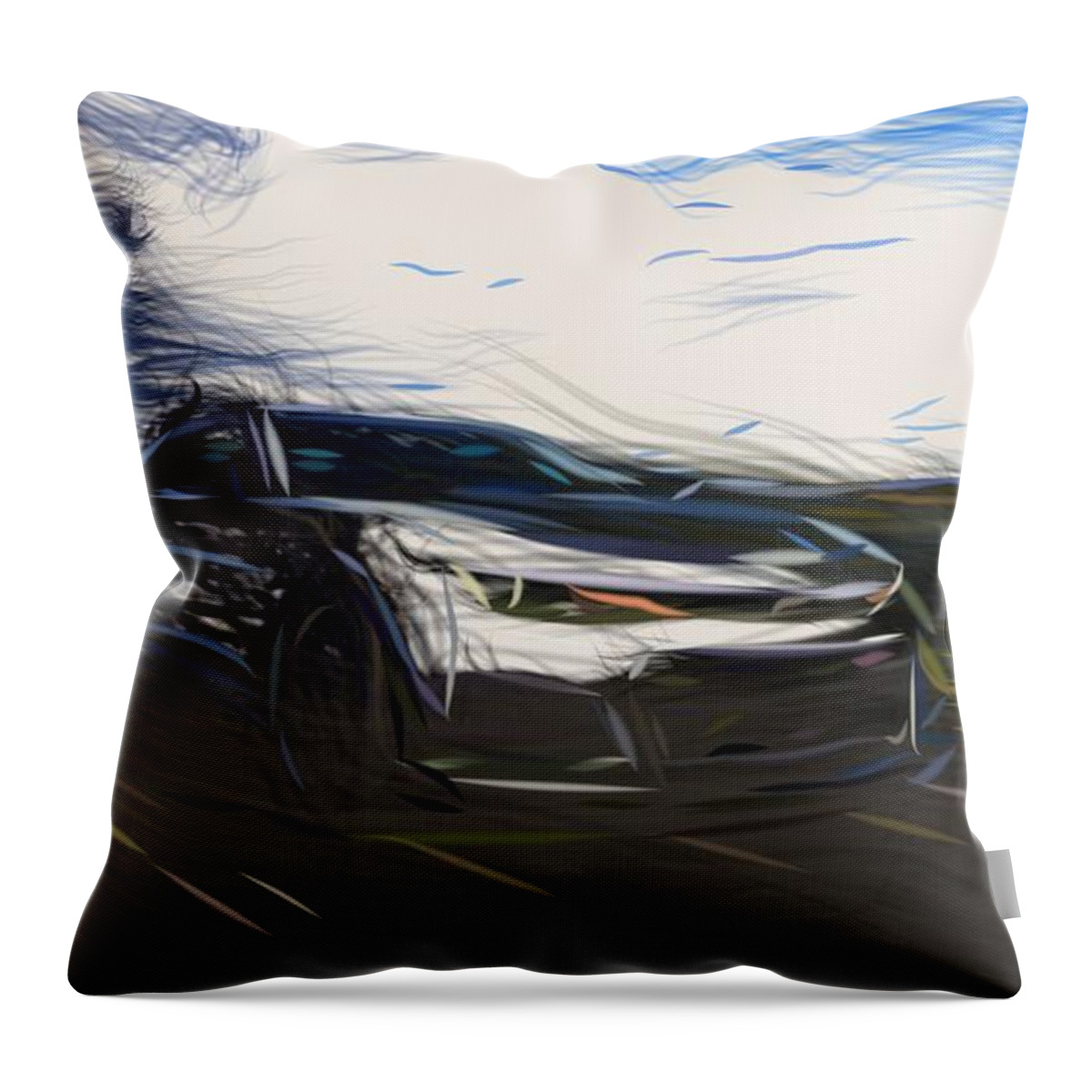 Chevrolet Throw Pillow featuring the digital art Chevrolet Camaro Drawing #12 by CarsToon Concept