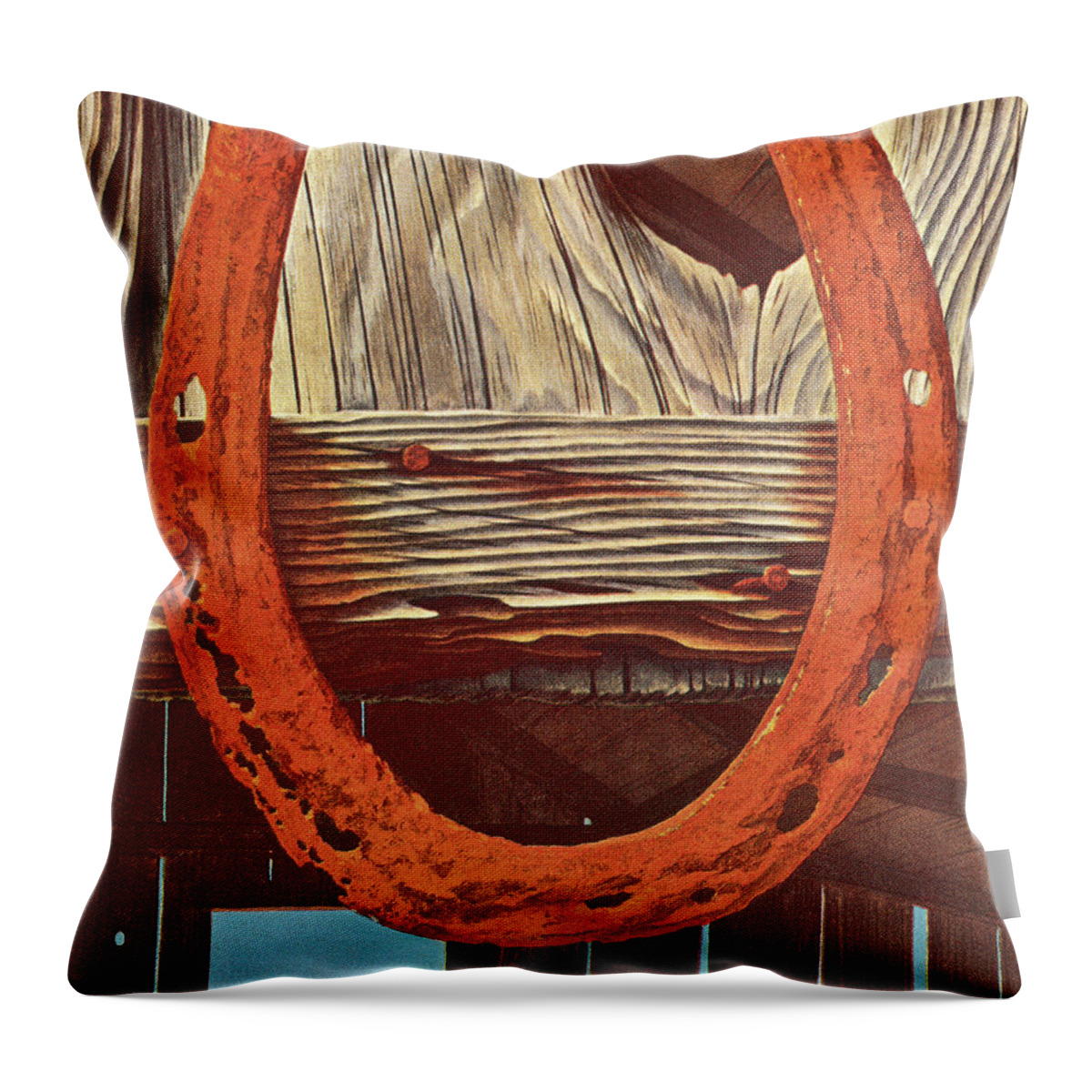 Boundary Throw Pillow featuring the drawing Horseshoe #11 by CSA Images
