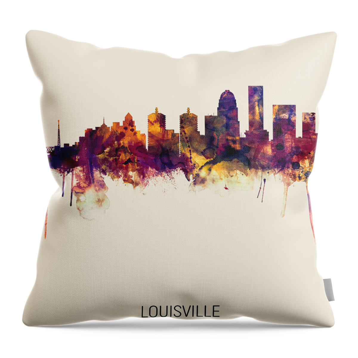 Louisville Throw Pillow featuring the digital art Louisville Kentucky City Skyline #11 by Michael Tompsett