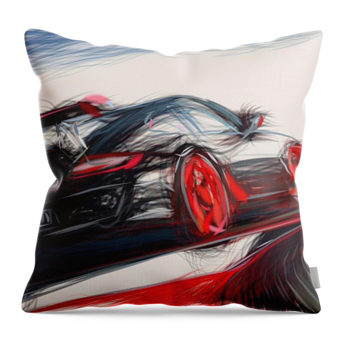 Porsche Throw Pillow featuring the digital art Porsche 911 GT3 RS Draw #11 by CarsToon Concept