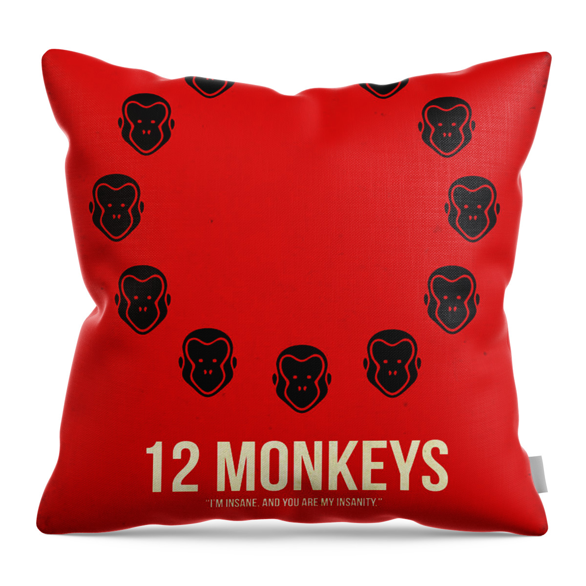 12 Monkeys Throw Pillow featuring the digital art 12 Monkeys by Naxart Studio