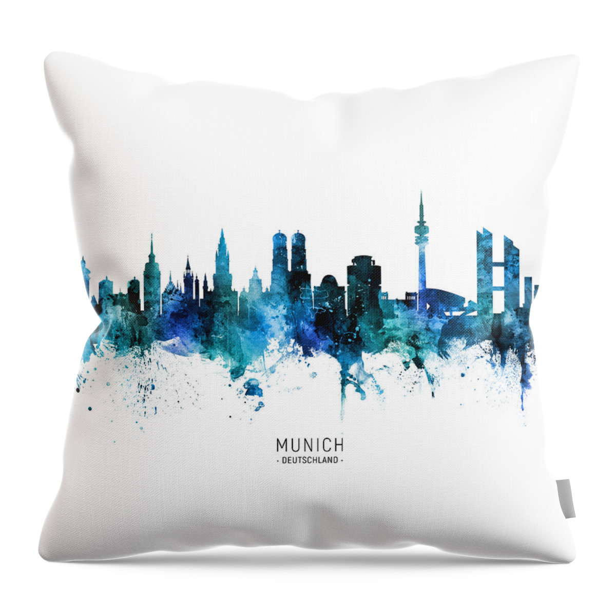 Munich Throw Pillow featuring the digital art Munich Germany Skyline #12 by Michael Tompsett