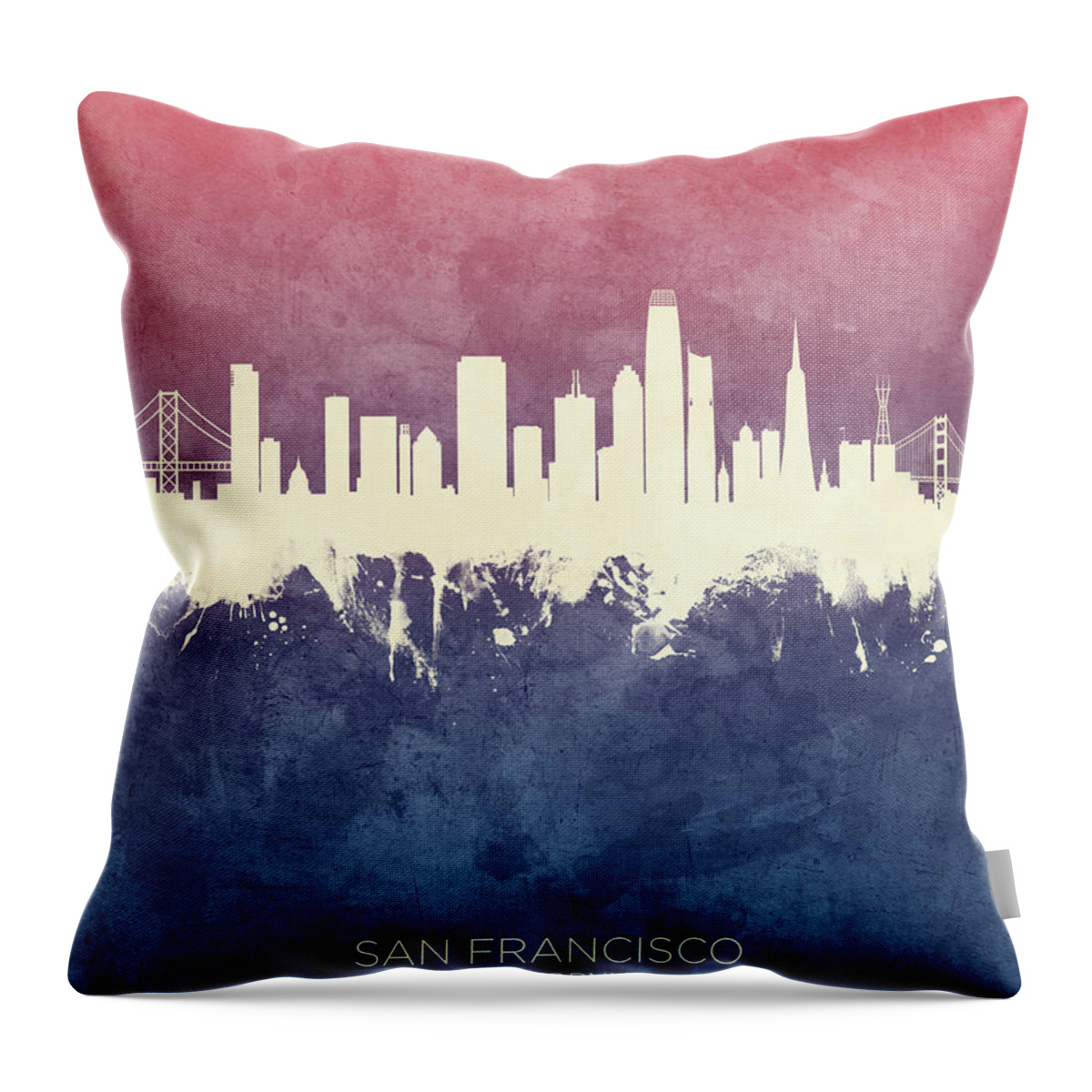 San Francisco Throw Pillow featuring the digital art San Francisco California Skyline #12 by Michael Tompsett