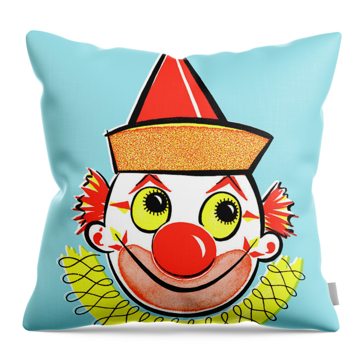 Blue Background Throw Pillow featuring the drawing Clown #13 by CSA Images