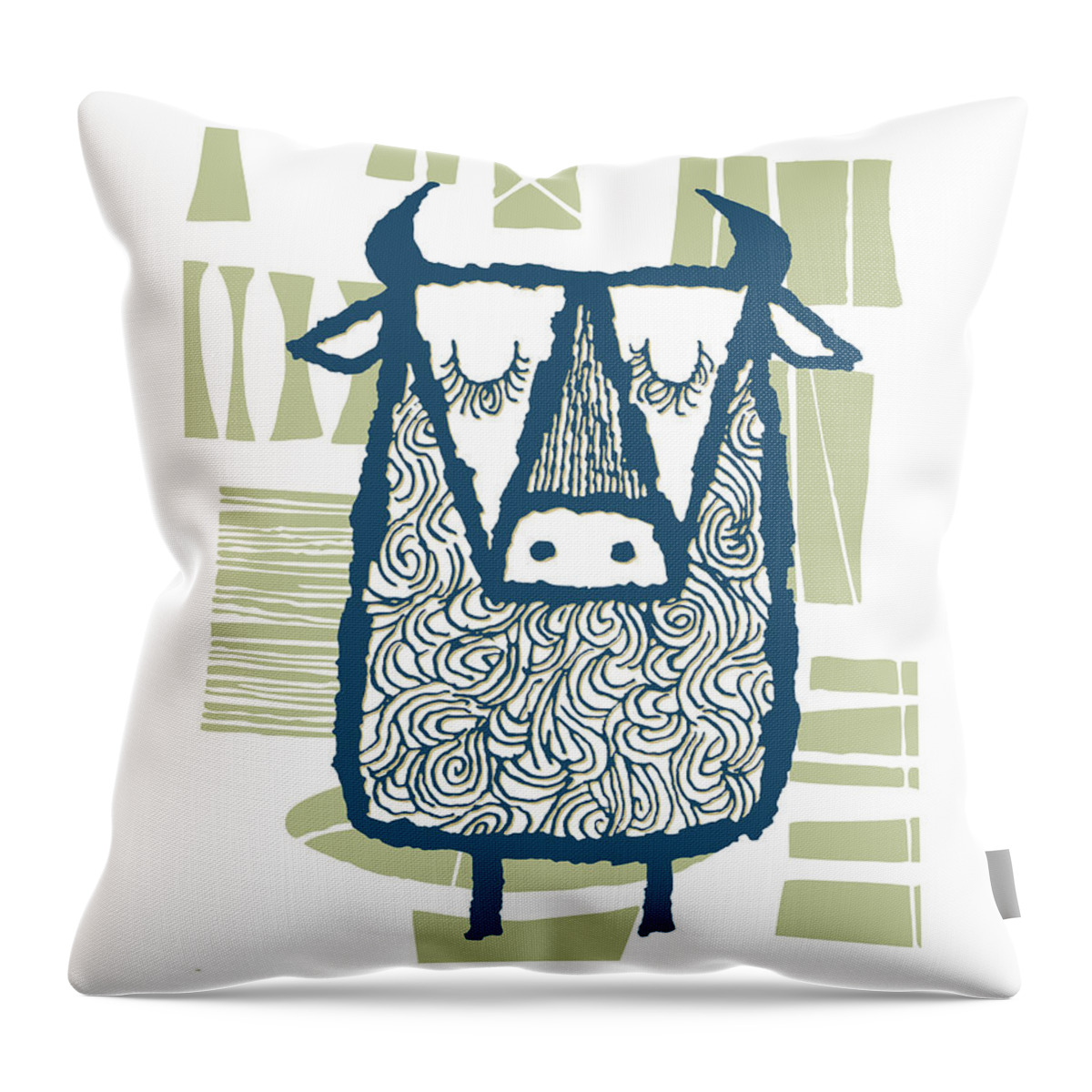 Animal Throw Pillow featuring the drawing Steer #13 by CSA Images