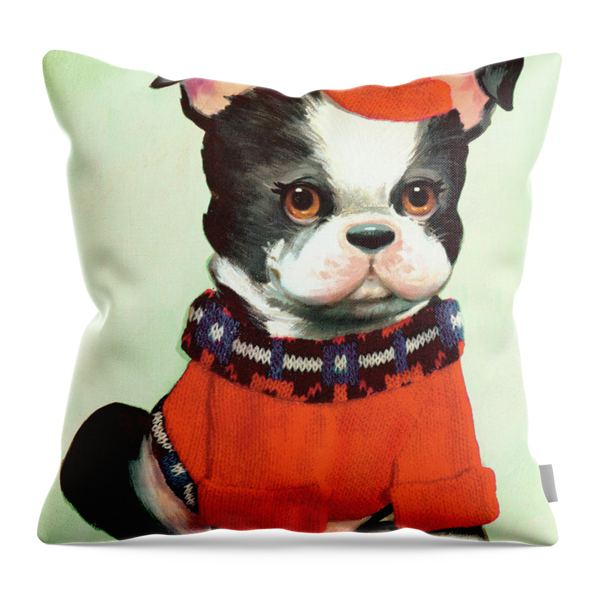 Animal Throw Pillow featuring the drawing Boston Terrier #14 by CSA Images