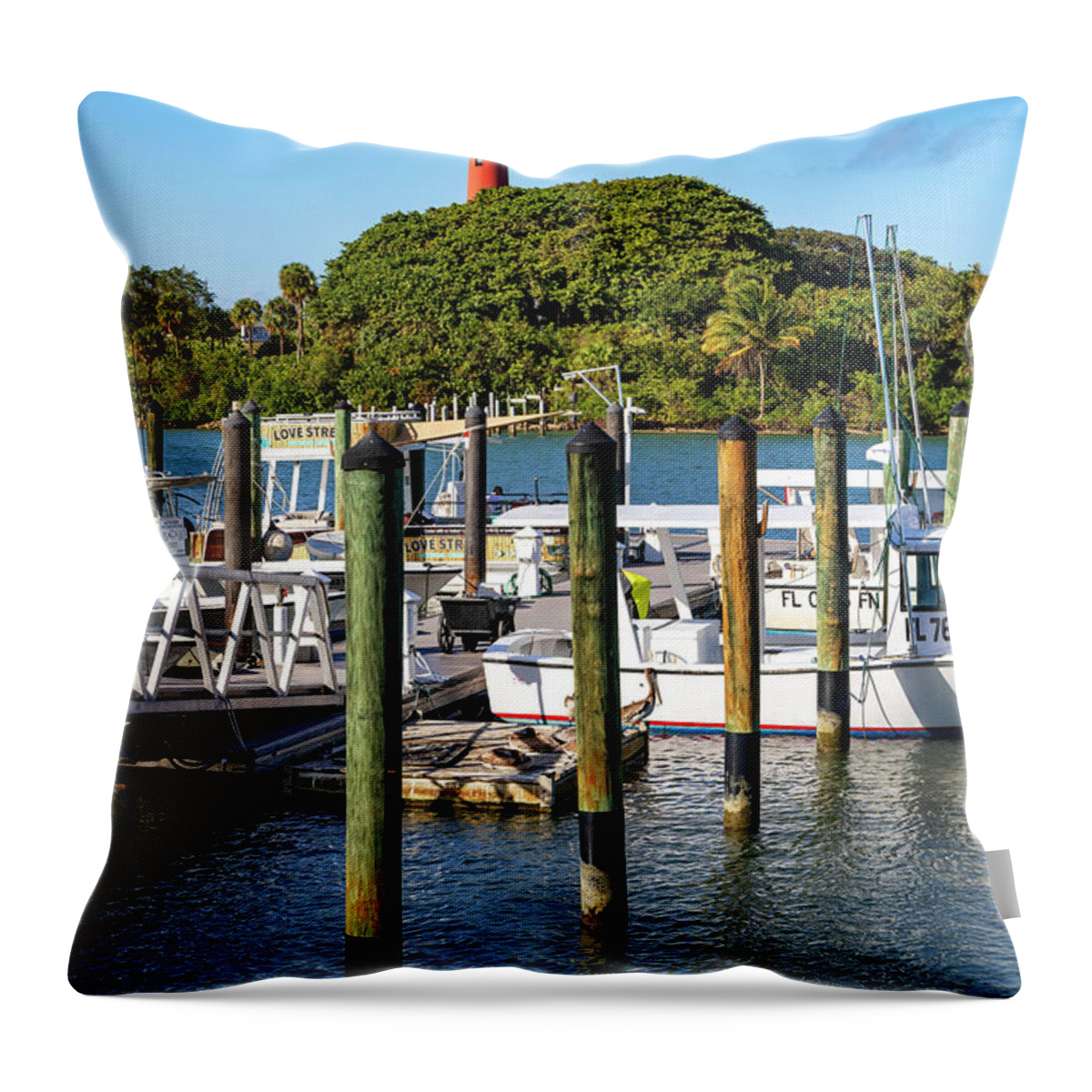 Estock Throw Pillow featuring the digital art Florida, South Florida, Jupiter, Inlet Light #14 by Laura Diez