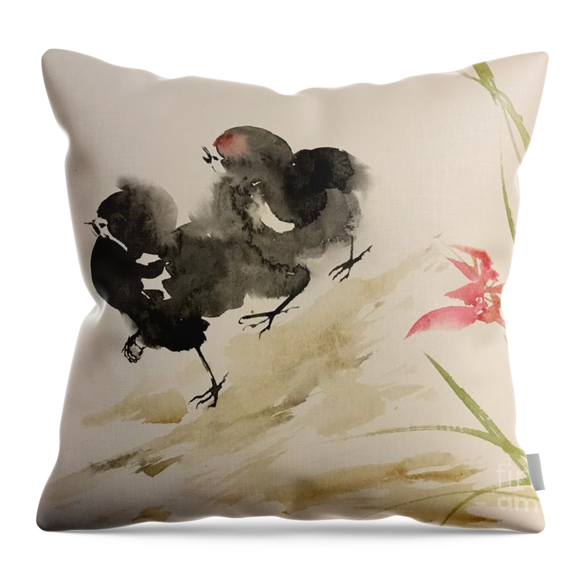 1402019 Throw Pillow featuring the painting 1402019 by Han in Huang wong