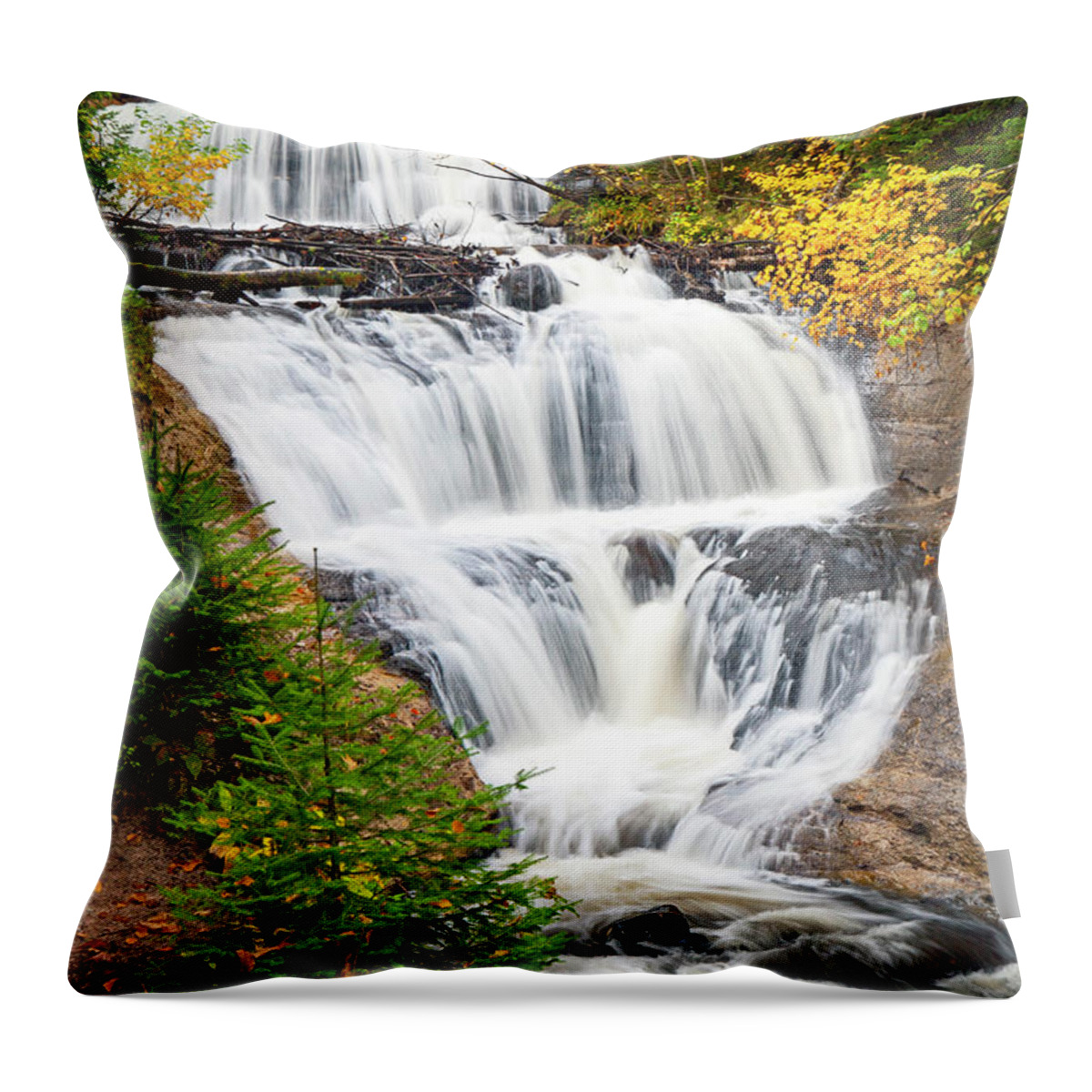 Sable Throw Pillow featuring the photograph 1575 Sable Falls Michigan by Steve Sturgill