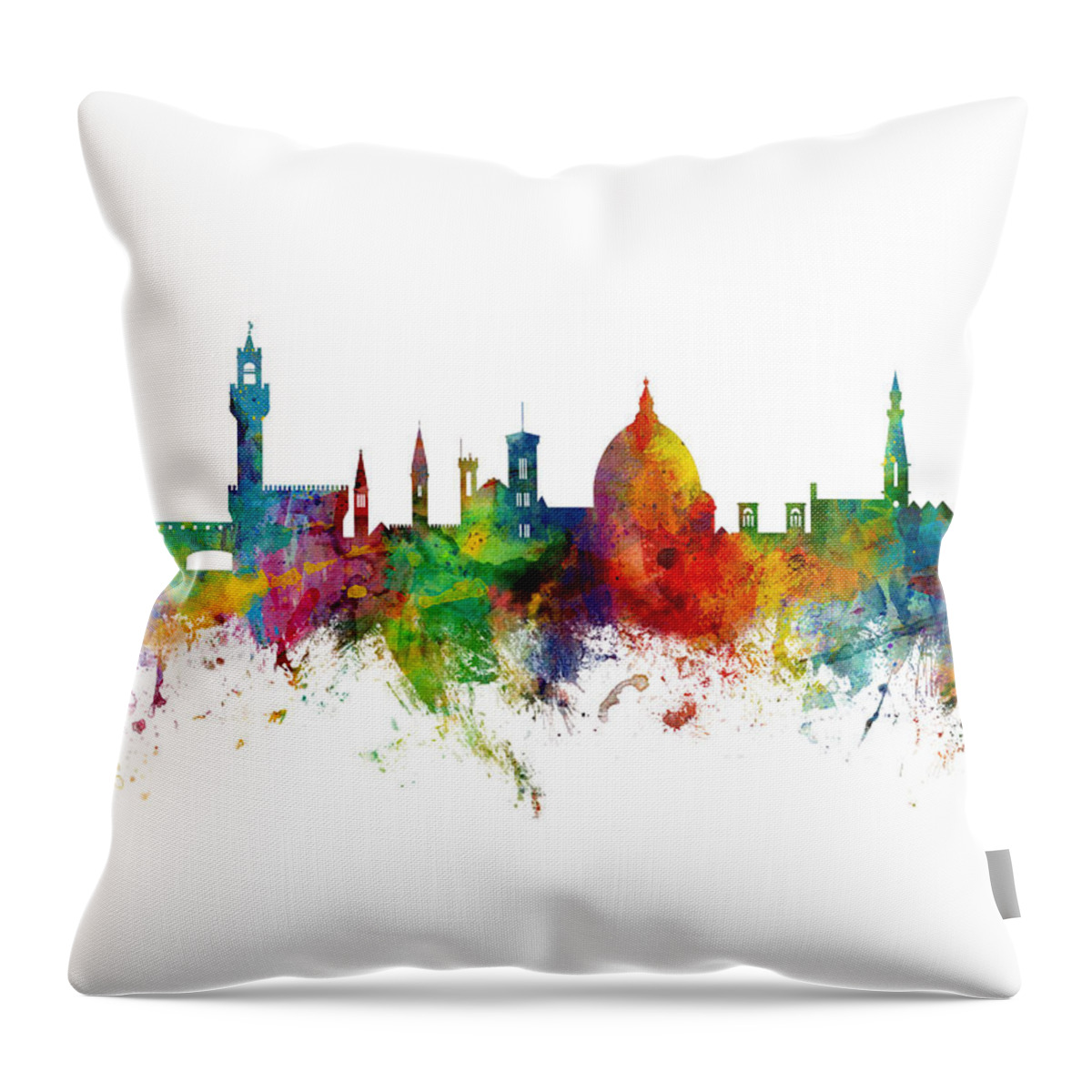 Florence Throw Pillow featuring the digital art Florence Italy Skyline #16 by Michael Tompsett