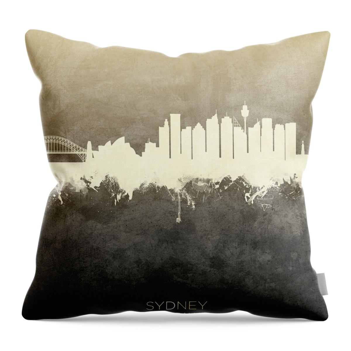 Sydney Throw Pillow featuring the digital art Sydney Australia Skyline #16 by Michael Tompsett