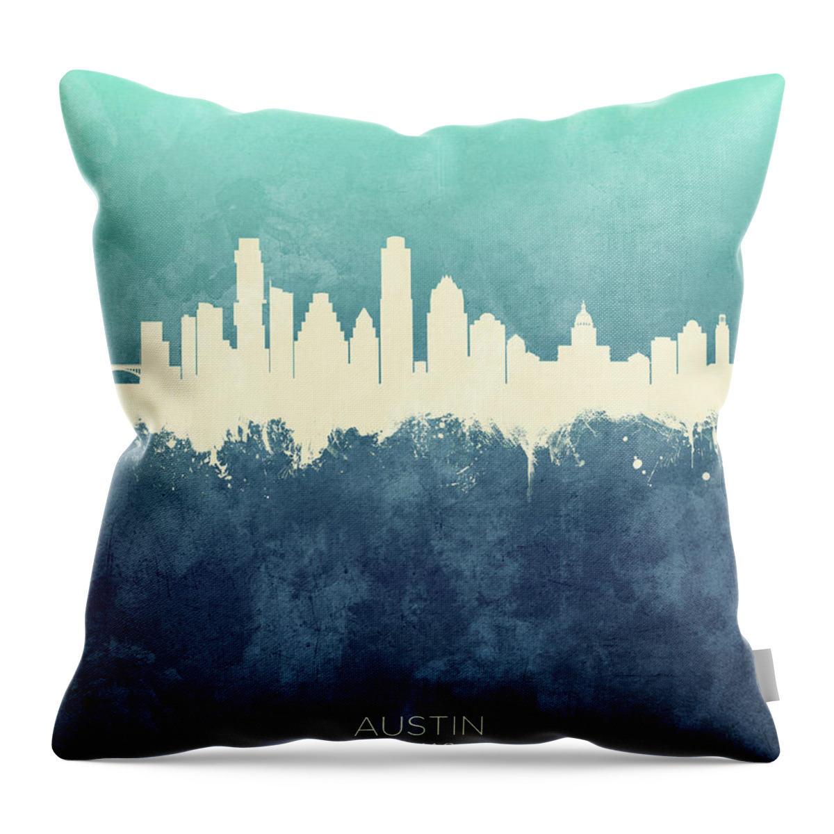 Austin Throw Pillow featuring the digital art Austin Texas Skyline #17 by Michael Tompsett