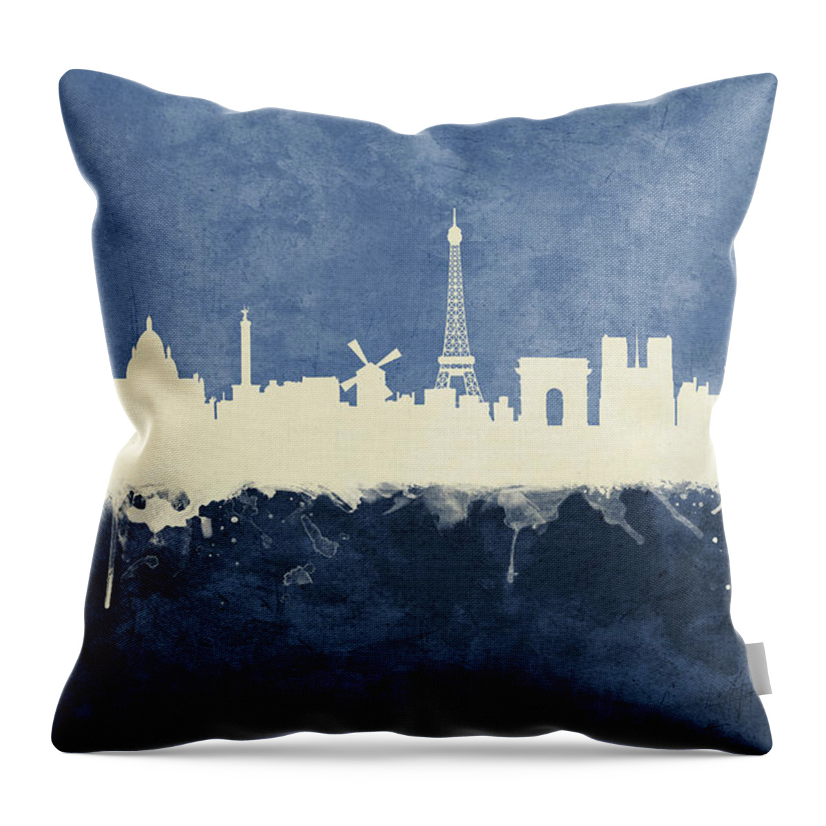 Paris Throw Pillow featuring the digital art Paris France Skyline #17 by Michael Tompsett