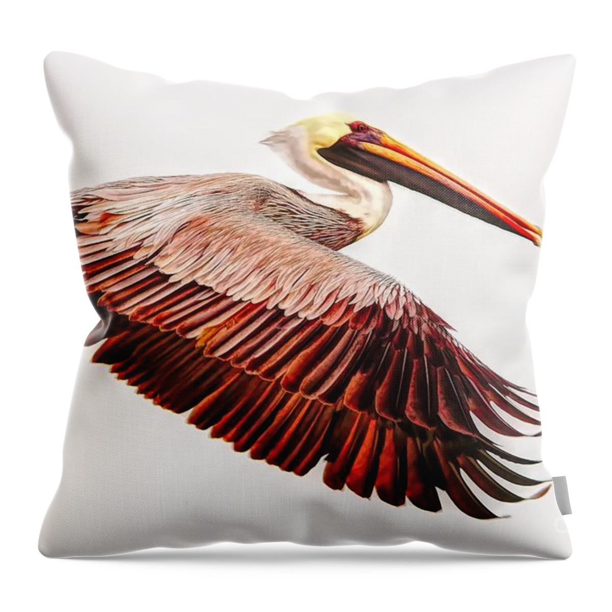 Pelicans Throw Pillow featuring the photograph Pelican Wings #18 by Paulette Thomas
