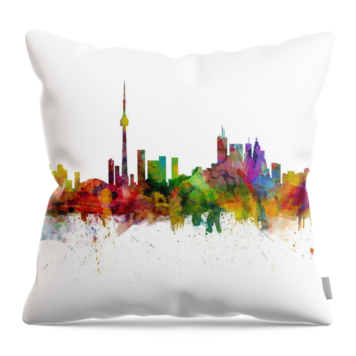 Toronto Throw Pillow featuring the digital art Toronto Canada Skyline #17 by Michael Tompsett