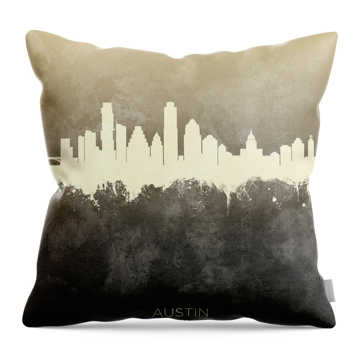 Austin Throw Pillow featuring the digital art Austin Texas Skyline #18 by Michael Tompsett