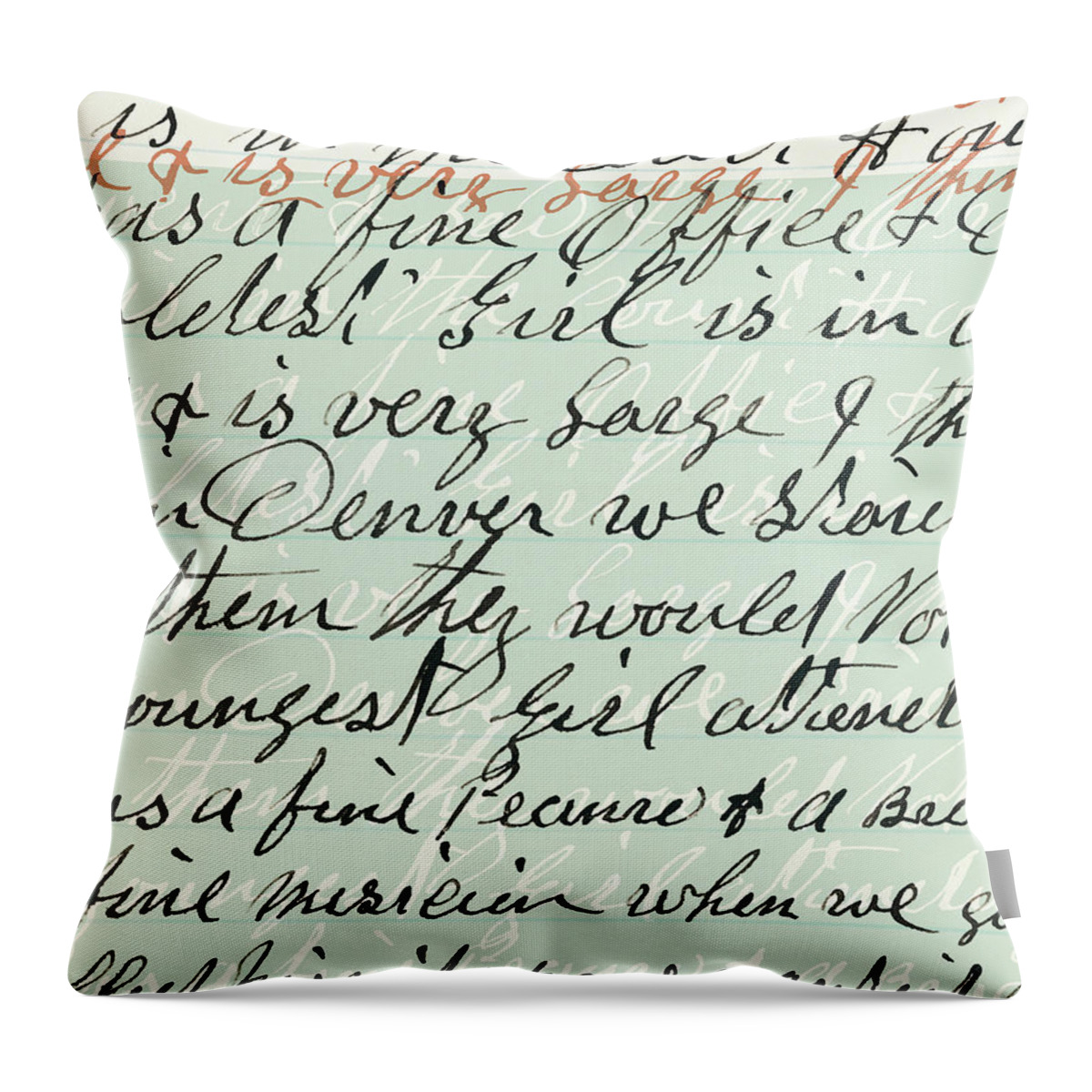 Author Throw Pillow featuring the drawing Hand Written Letter #18 by CSA Images