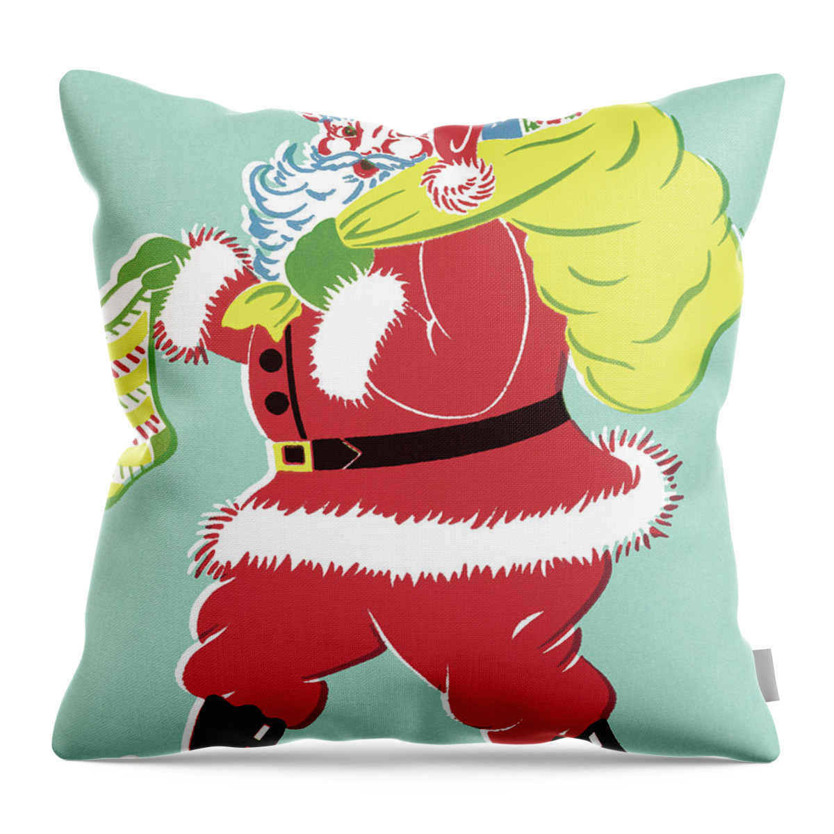 Bag Throw Pillow featuring the drawing Santa Claus #18 by CSA Images