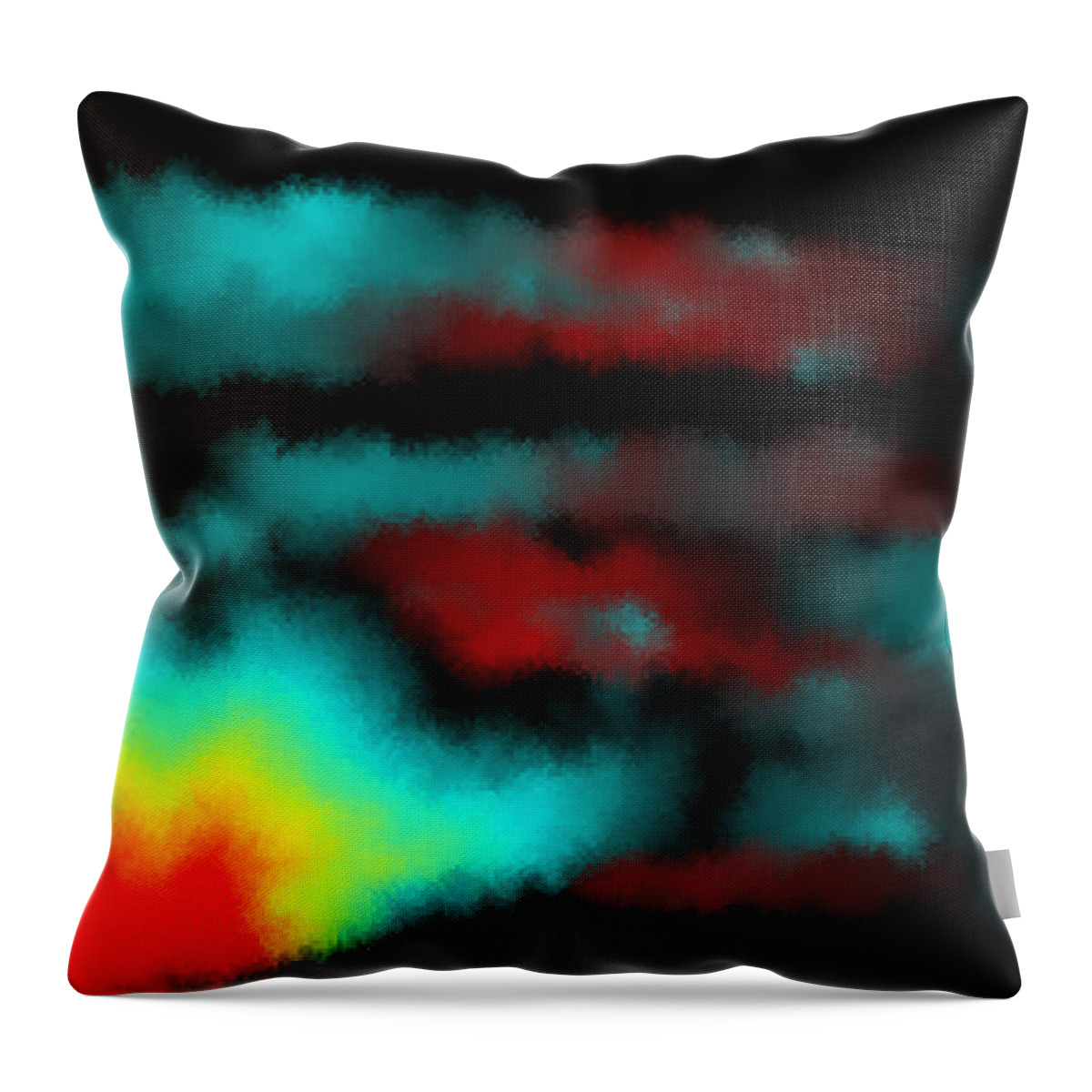 Rithmart Abstract Fade Fading Pixels Noise Clouds Organic Shades Random Computer Digital Shapes Changing Directions Large Pixels Shades Throw Pillow featuring the digital art 18x9.249-#rithmart by Gareth Lewis