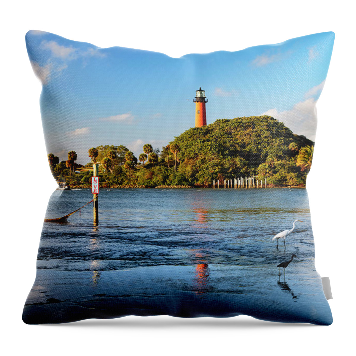 Estock Throw Pillow featuring the digital art Florida, South Florida, Jupiter, Inlet Light #19 by Laura Diez