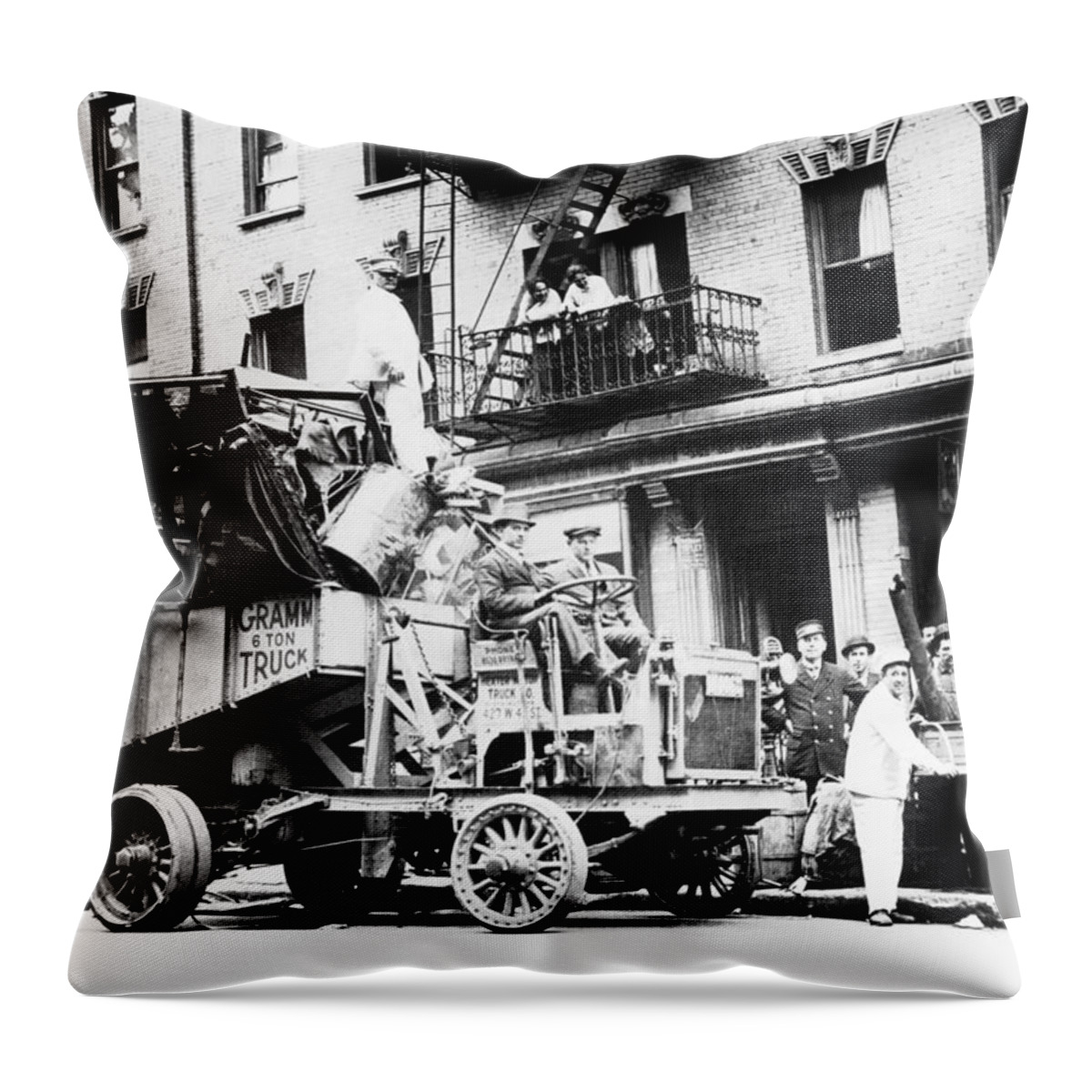 Vintage Throw Pillow featuring the photograph 1910 New York City Trash Day by Historic Image