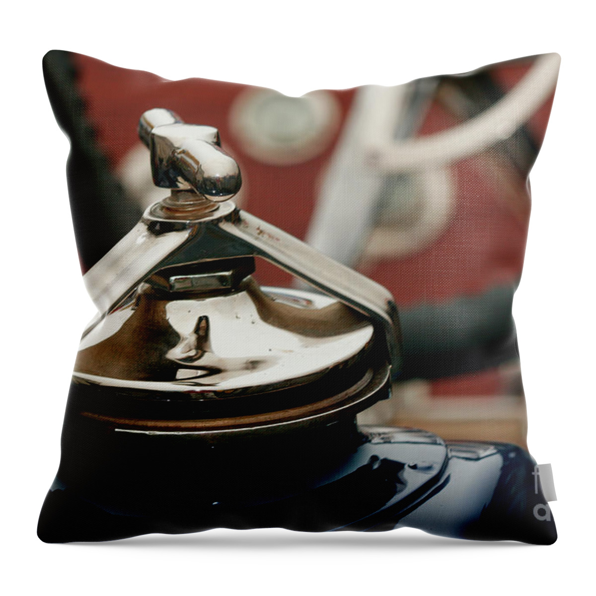 Vintage Throw Pillow featuring the photograph 1920s Radiator Ornament by Lucie Collins