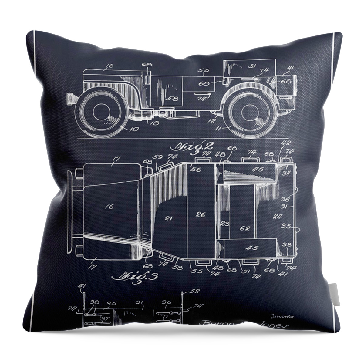 1941 Jeep Military Vehicle Patent Print Throw Pillow featuring the drawing 1941 Jeep Military Vehicle Blackboard Patent Print by Greg Edwards