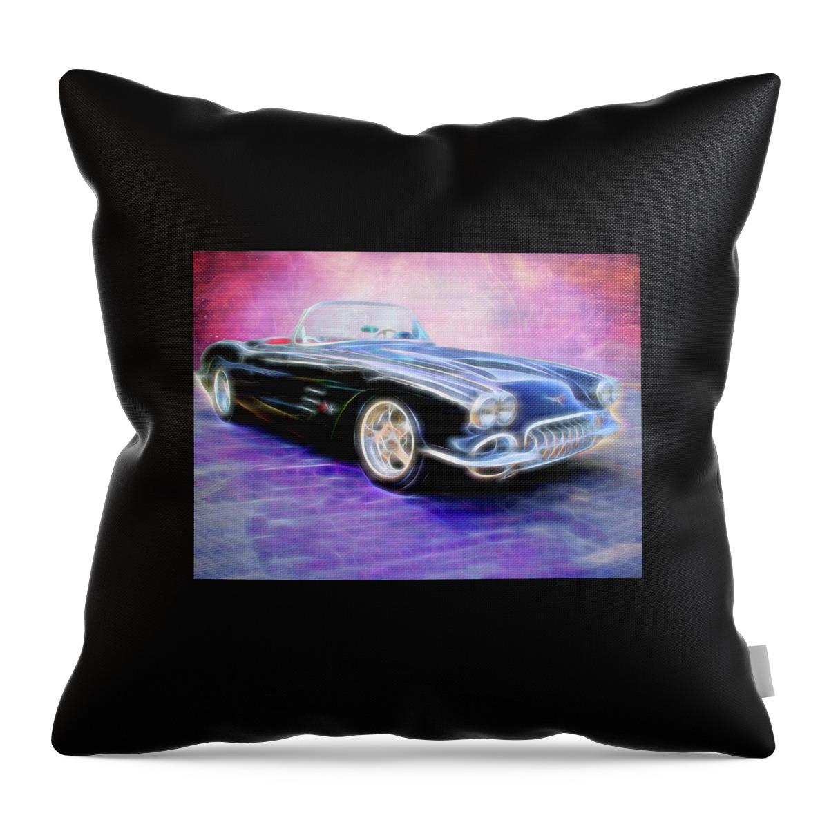 58 Vette Throw Pillow featuring the digital art 1958 Chevrolet Corvette by Rick Wicker