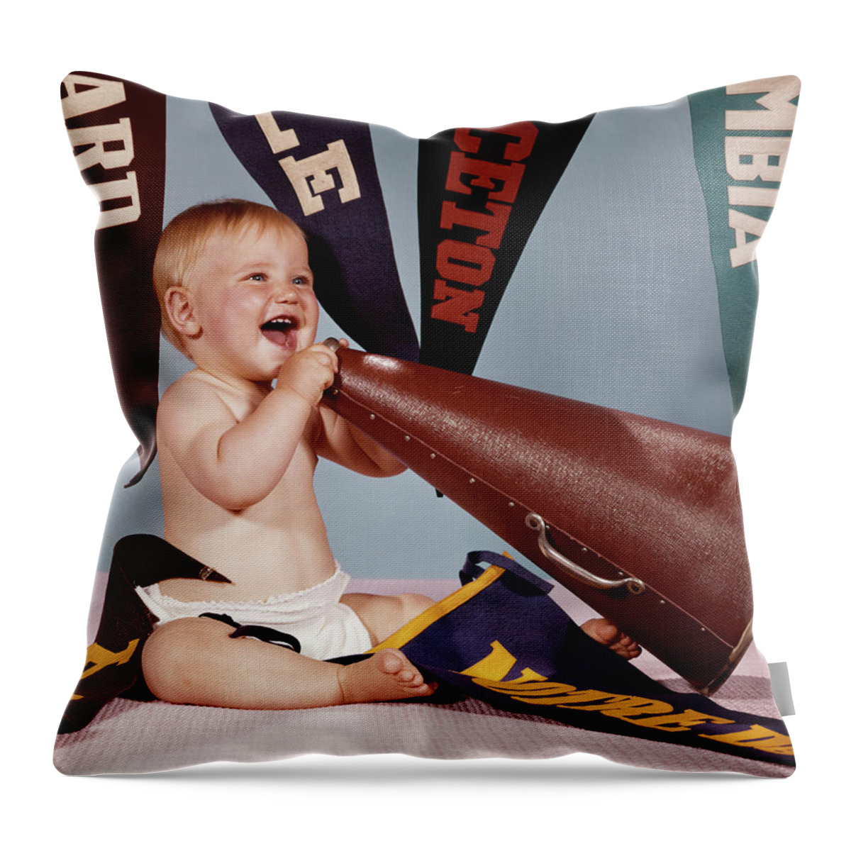 Photograph Throw Pillow featuring the painting 1960s Excited Baby Girl Cheerleader by Vintage Images