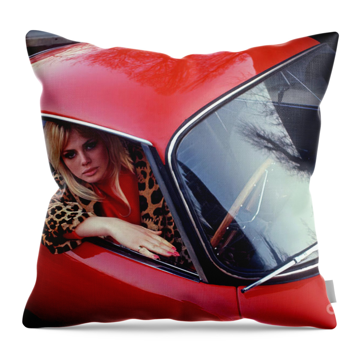 Vintage Throw Pillow featuring the photograph 1960s Lotus Elite With Model by Retrographs