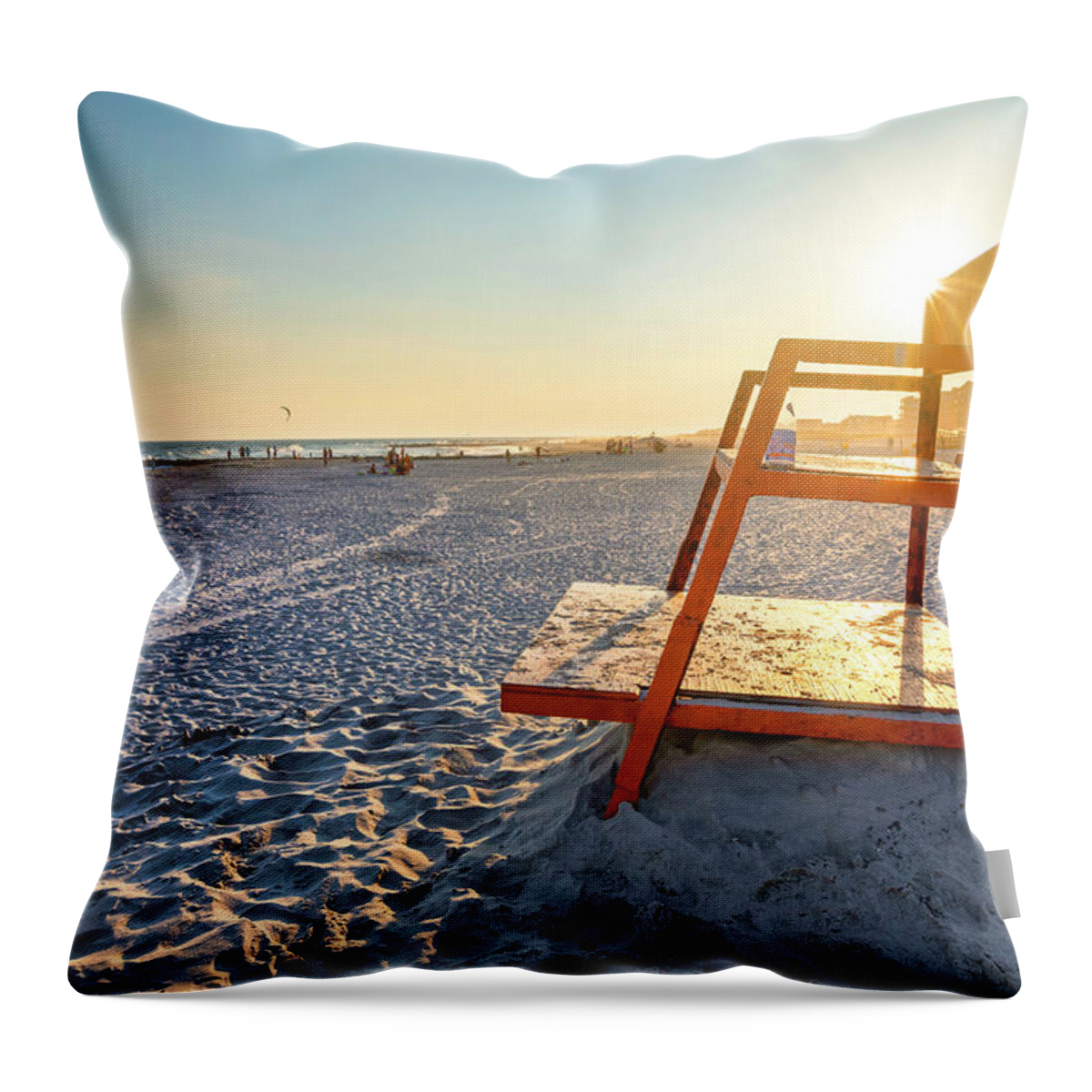 Estock Throw Pillow featuring the digital art Beach Scene, Long Beach, Ny #2 by Claudia Uripos