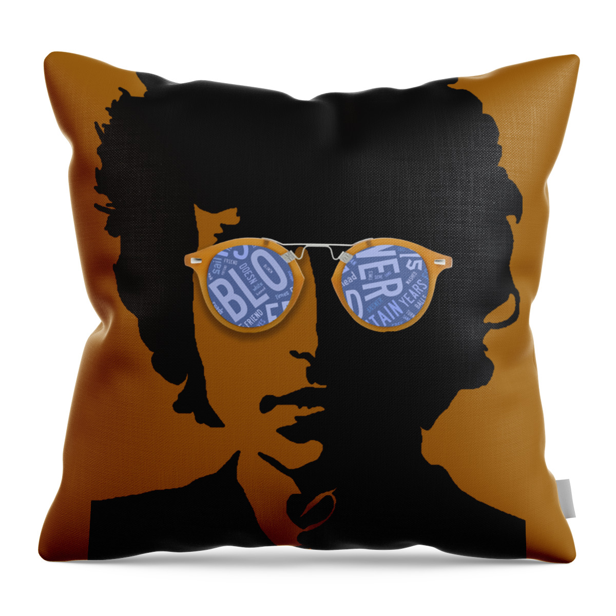 Bob Dylan Throw Pillow featuring the mixed media Bob Dylan Blowin in The Wind #2 by Marvin Blaine