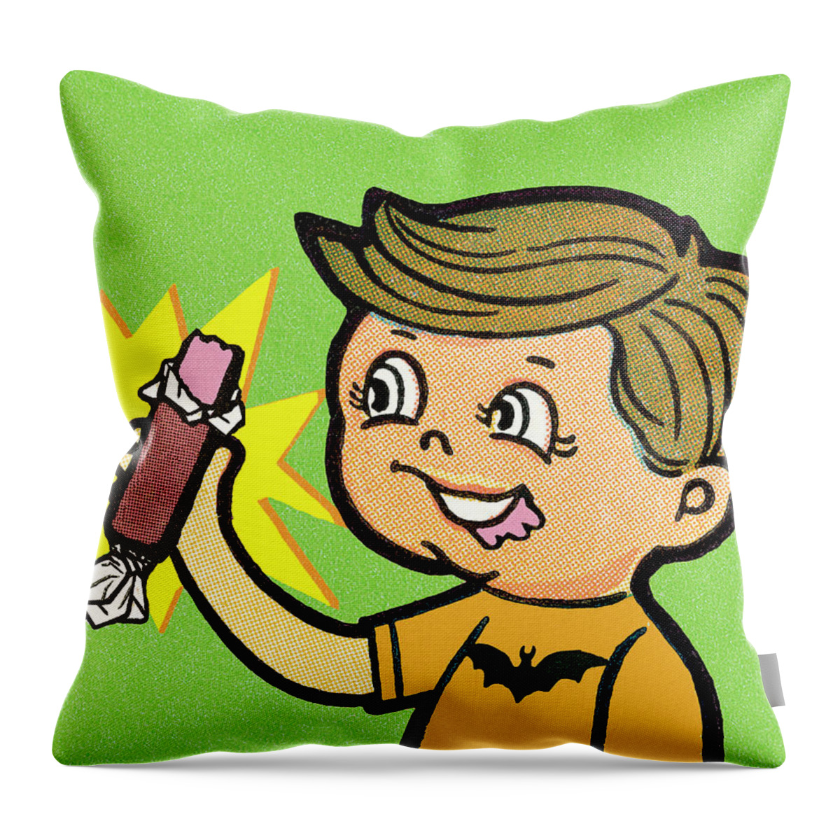 Boy Throw Pillow featuring the drawing Boy with candy #2 by CSA Images