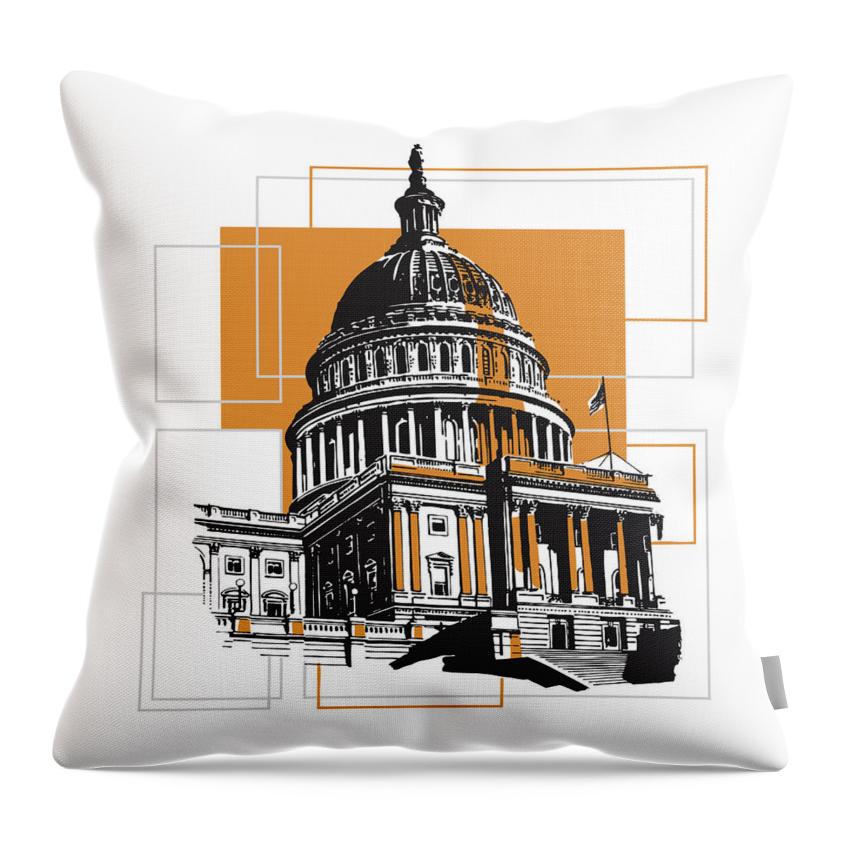America Throw Pillow featuring the drawing Capitol Building #2 by CSA Images