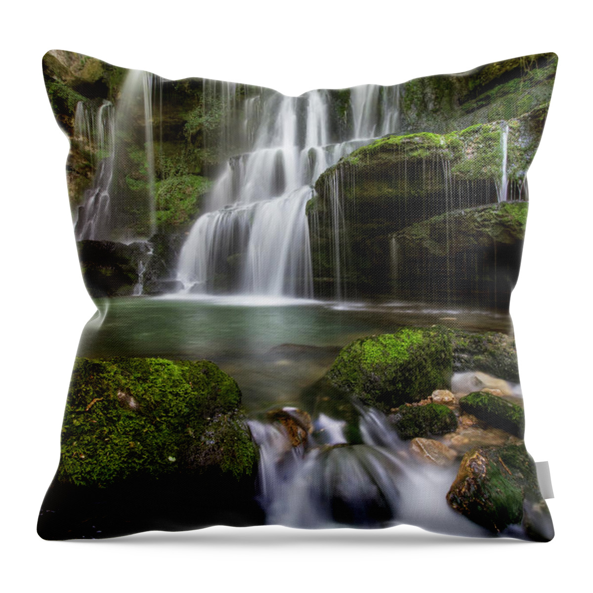 Tranquility Throw Pillow featuring the photograph Cascade Du Verneau #2 by Philippe Saire - Photography