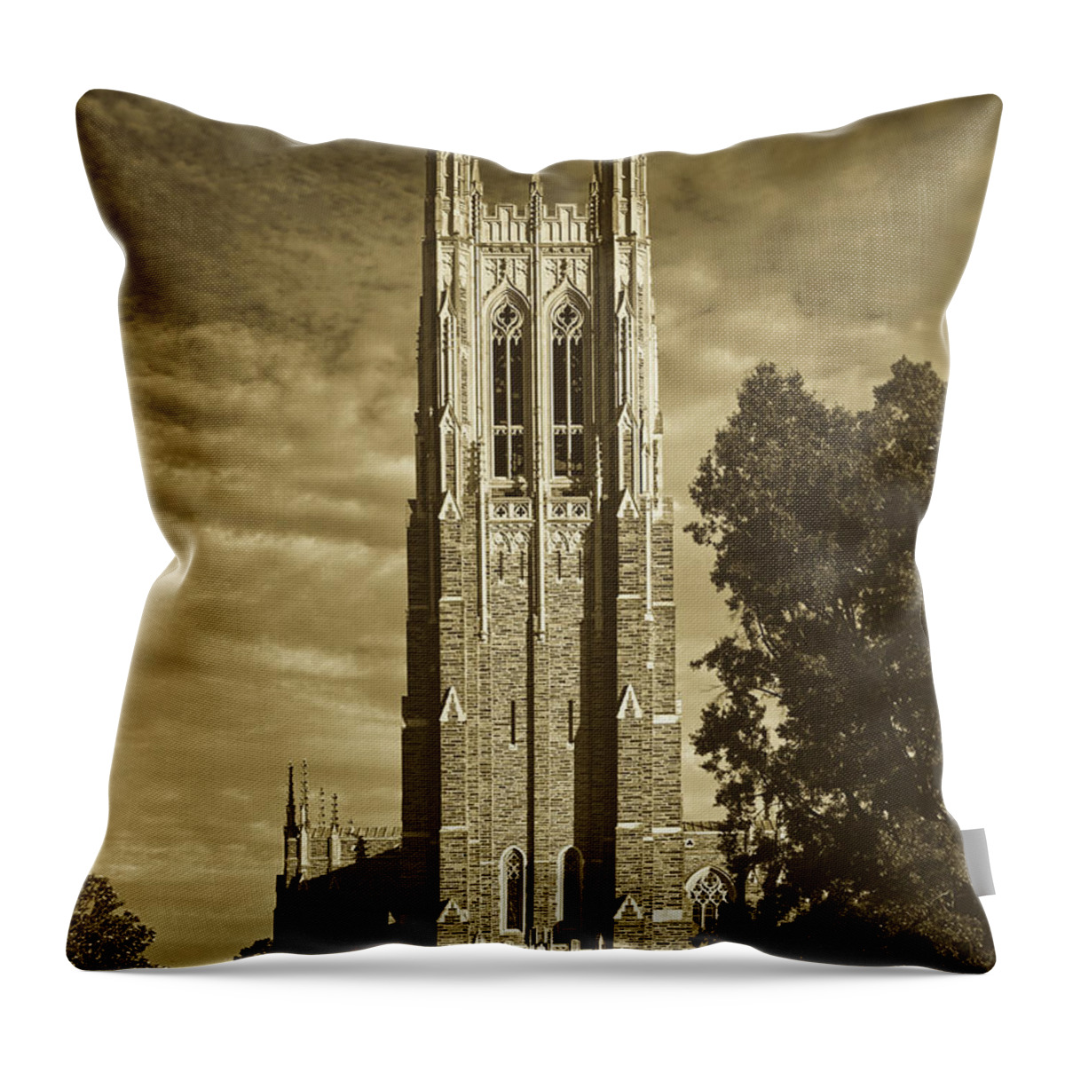 Duke University Throw Pillow featuring the photograph Chapel Tower - Duke University #2 by Mountain Dreams
