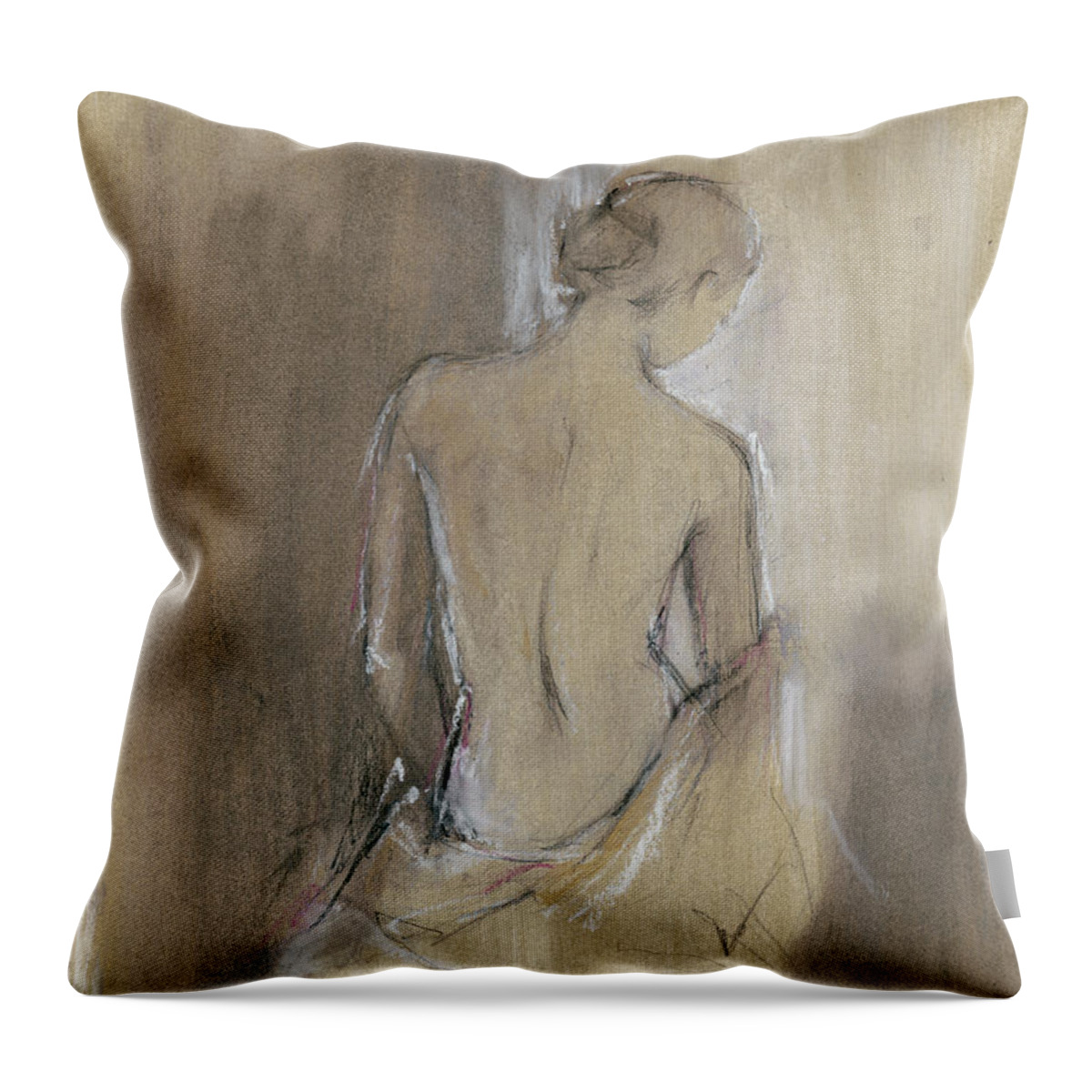Figurative Throw Pillow featuring the painting Contemporary Draped Figure II #2 by Ethan Harper