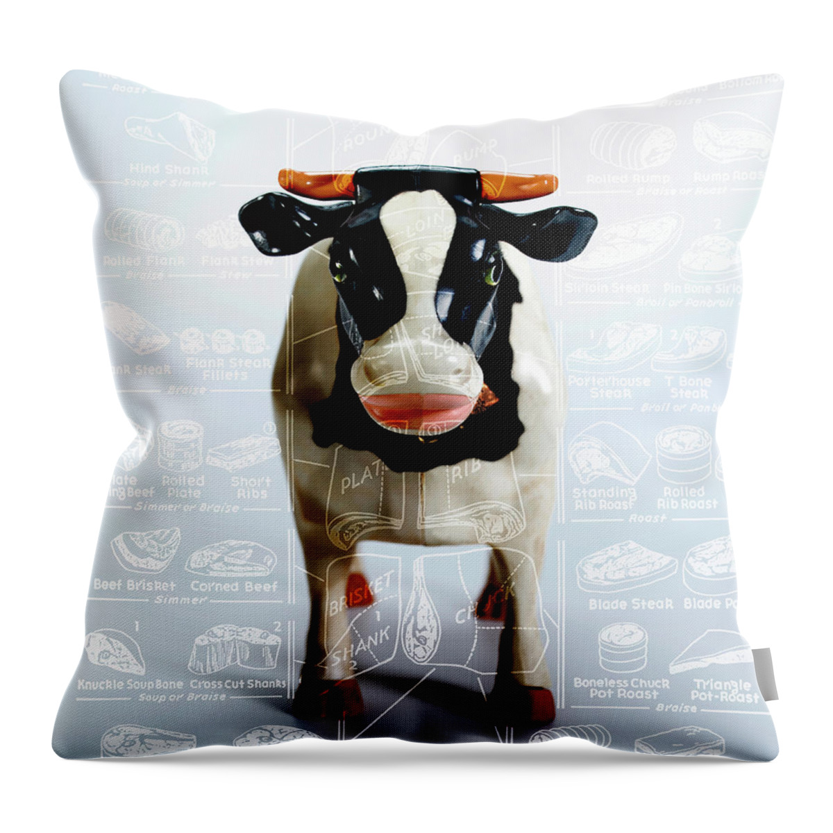 Agriculture Throw Pillow featuring the drawing Cow #2 by CSA Images